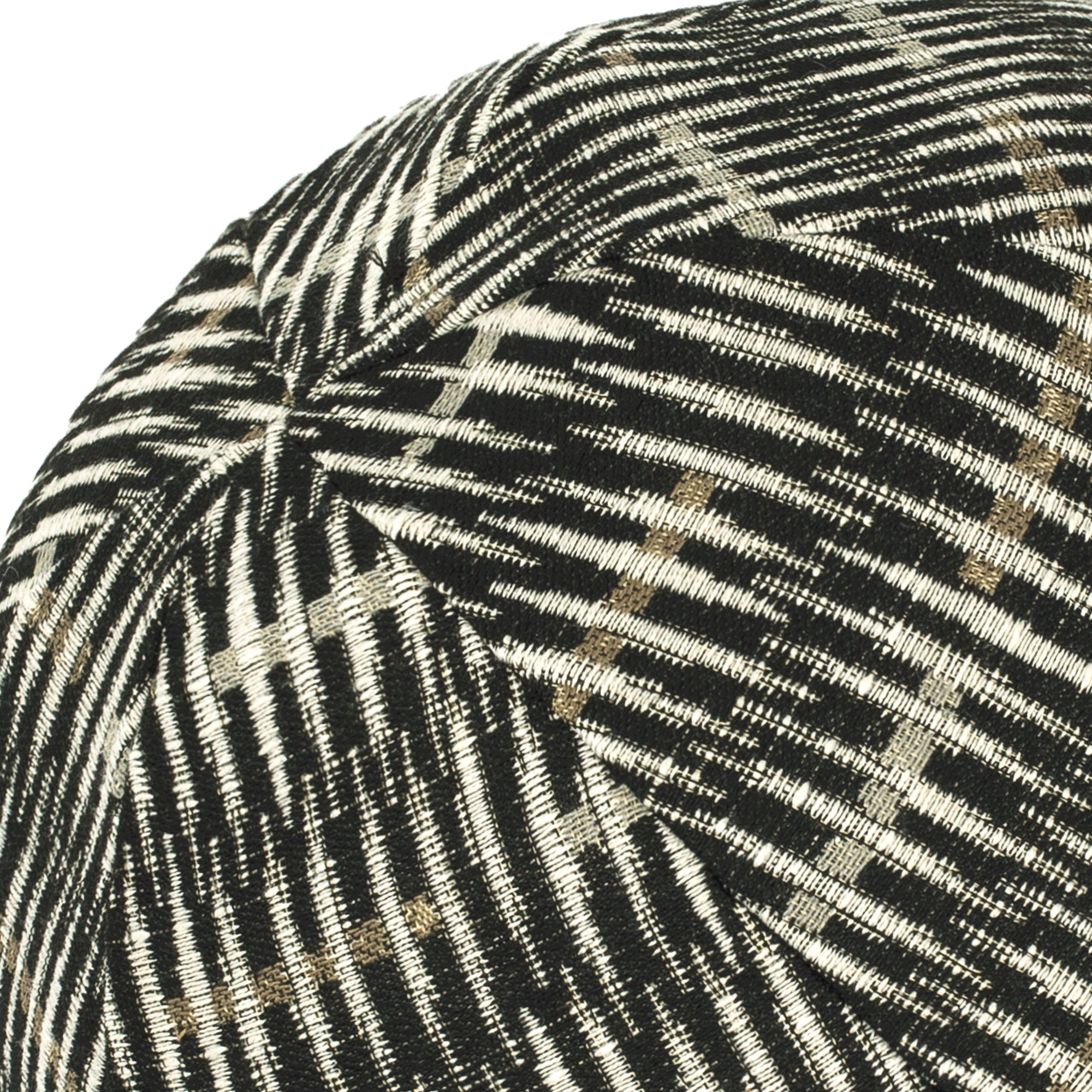 Detail image of Round gray outdoor pillow with textured finish for stylish patio decor