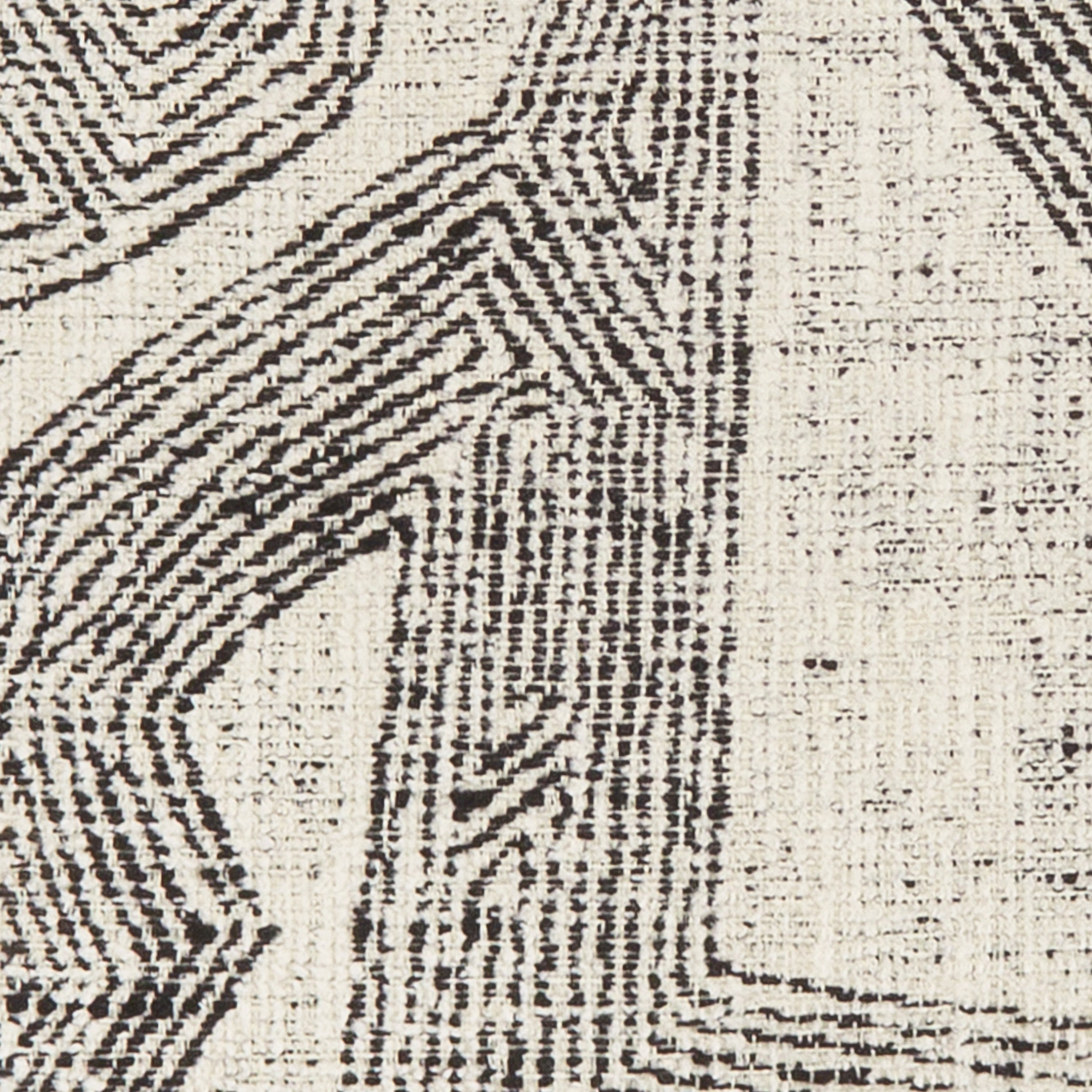 Detail image of Beige & Black outdoor pillow with damask pattern lumbar size for classic patio decor