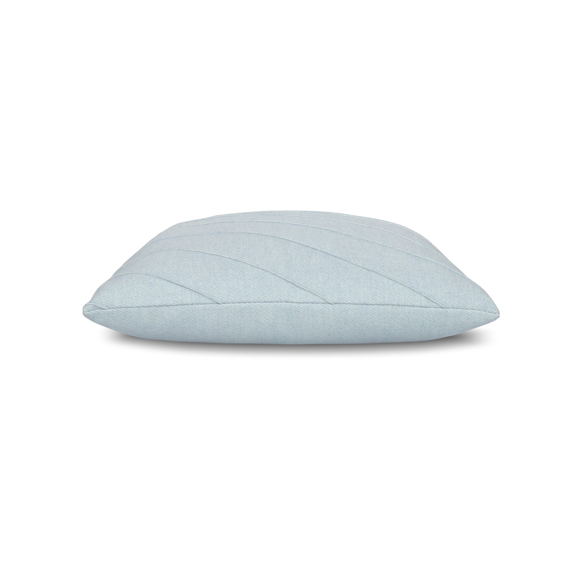 Side image of Blue solid pillow square size for timeless indoor and outdoor decor