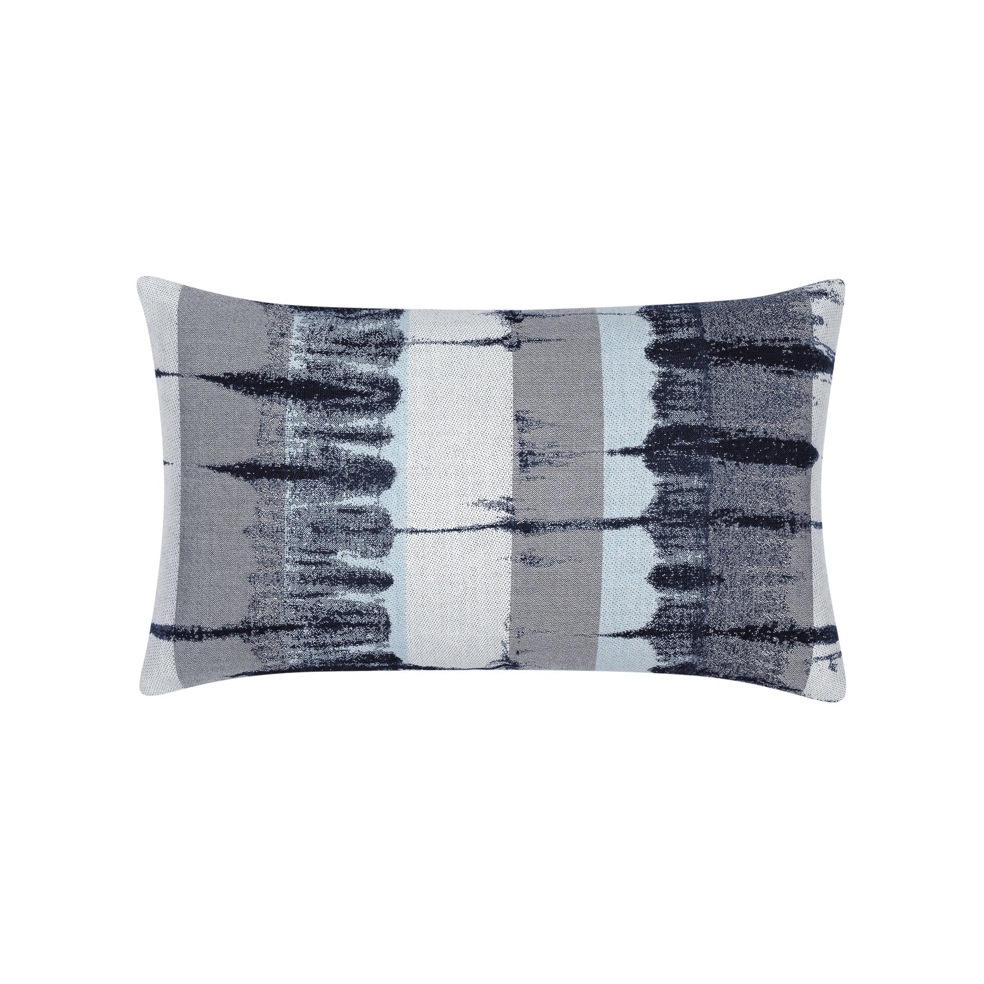Back image of Blue and gray ombre pillow lumbar size for sophisticated indoor and outdoor decor