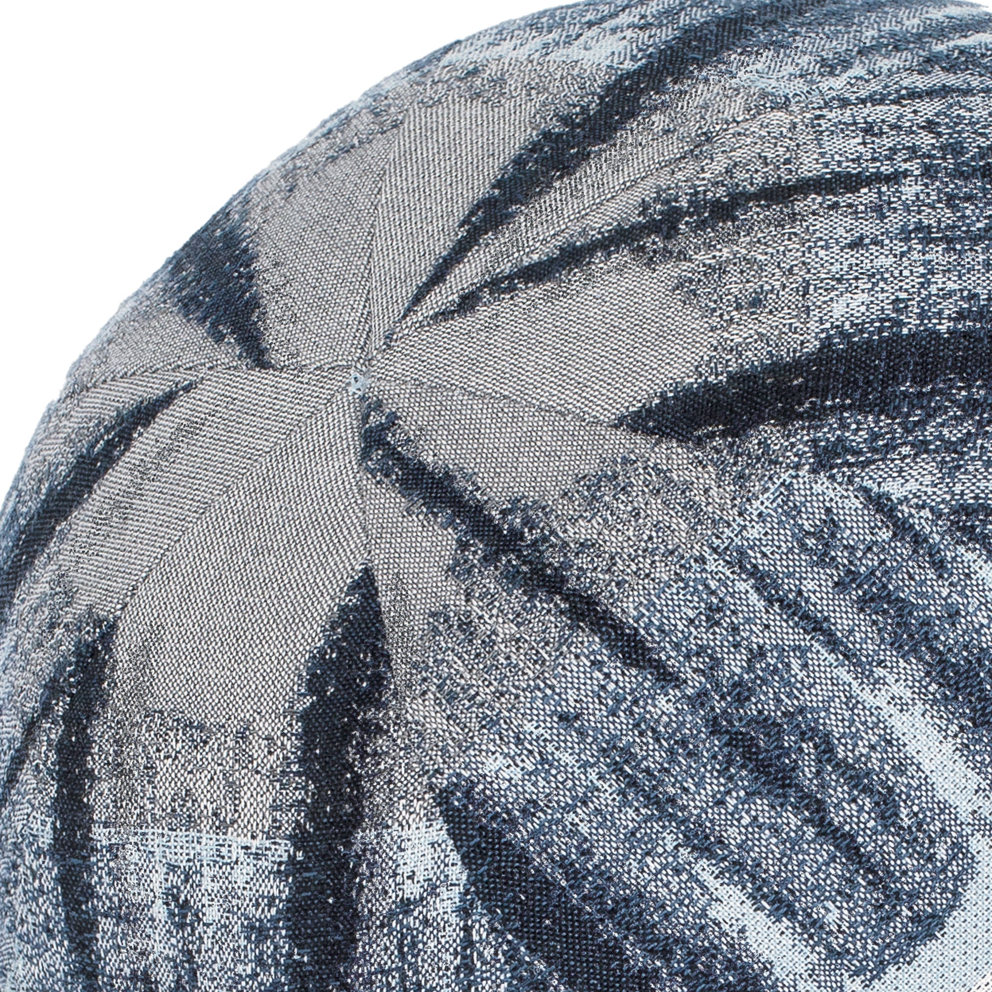 Detail image of Round blue and gray ombre pillow for stylish indoor and outdoor decor