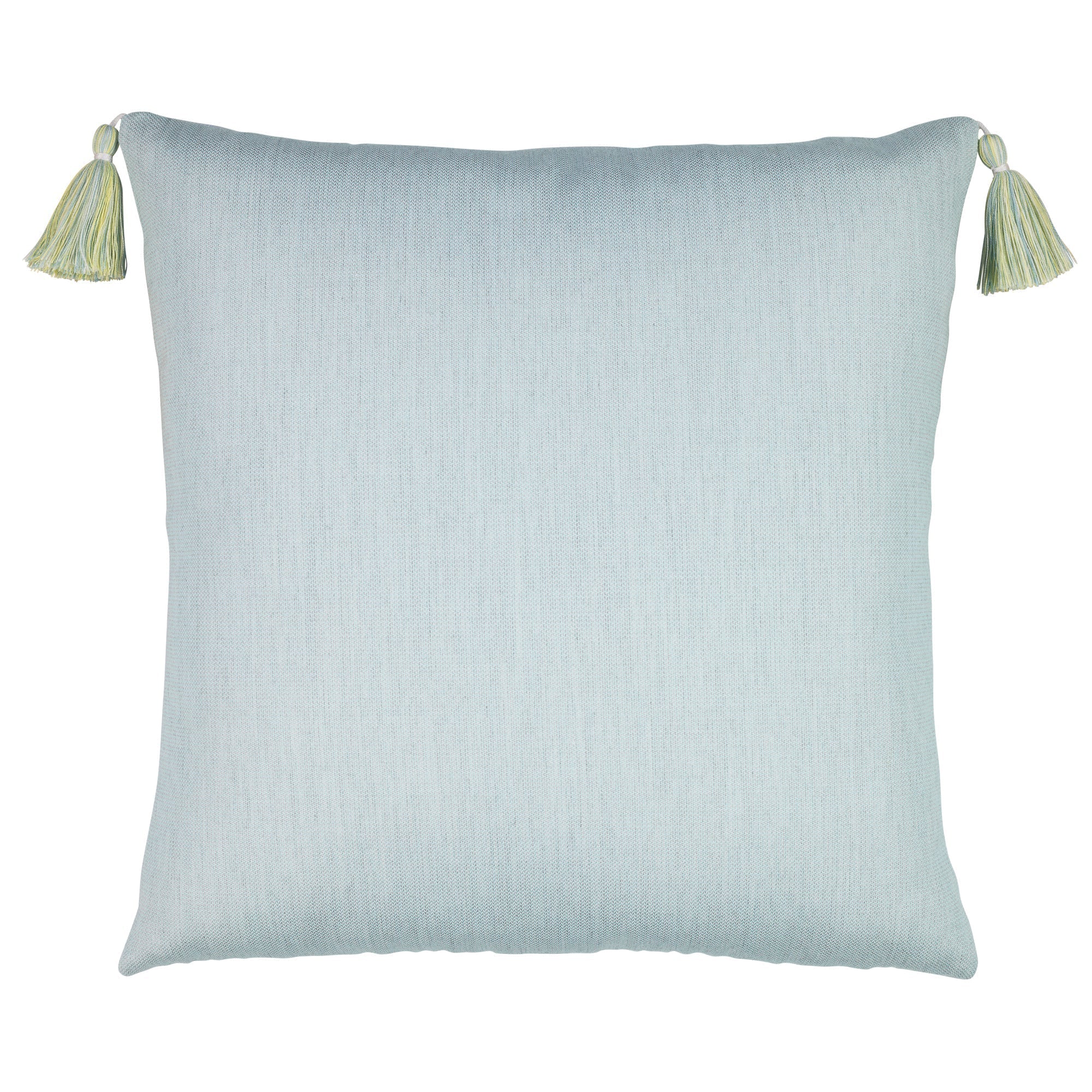 Back image of Green leaf motif pillow in square size for nature inspired indoor and outdoor decor