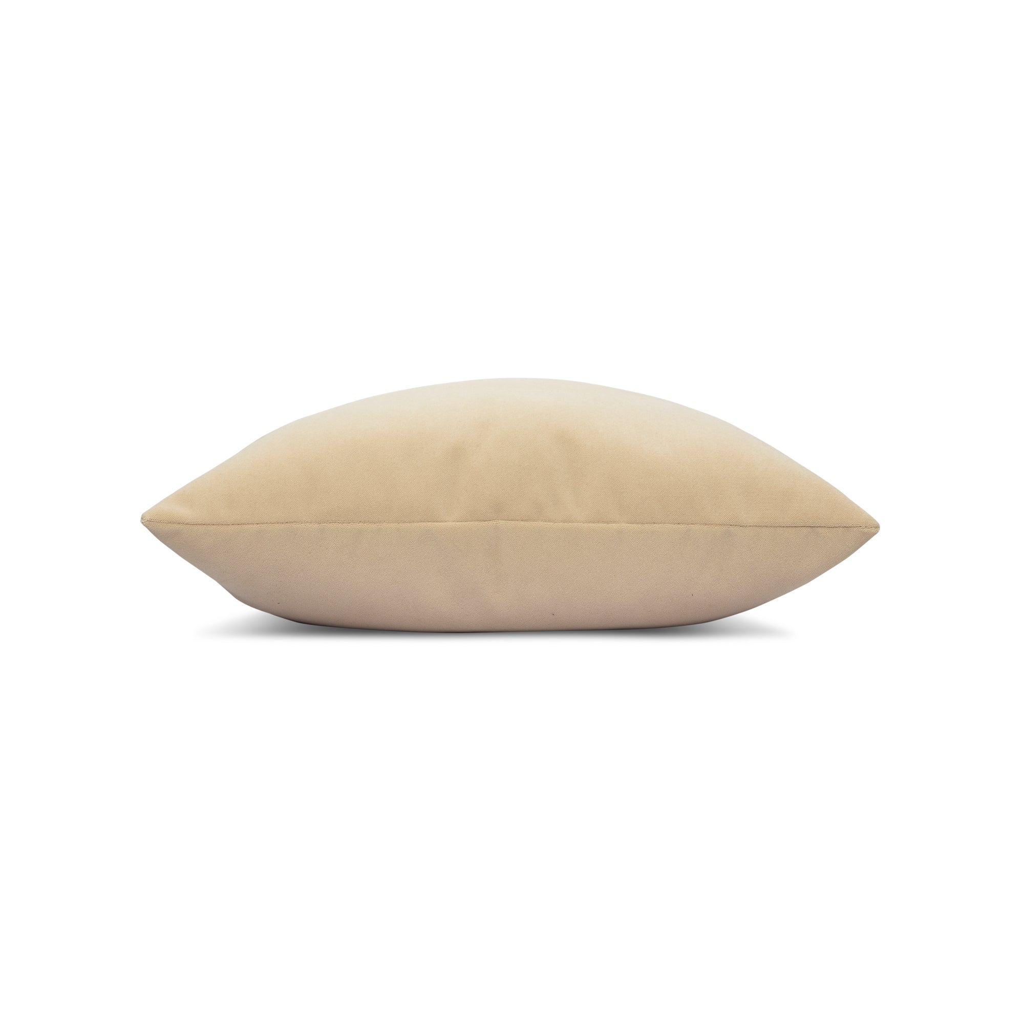 Side image of Honey solid velvet pillow square size for neutral patio decor by Elaine Smith