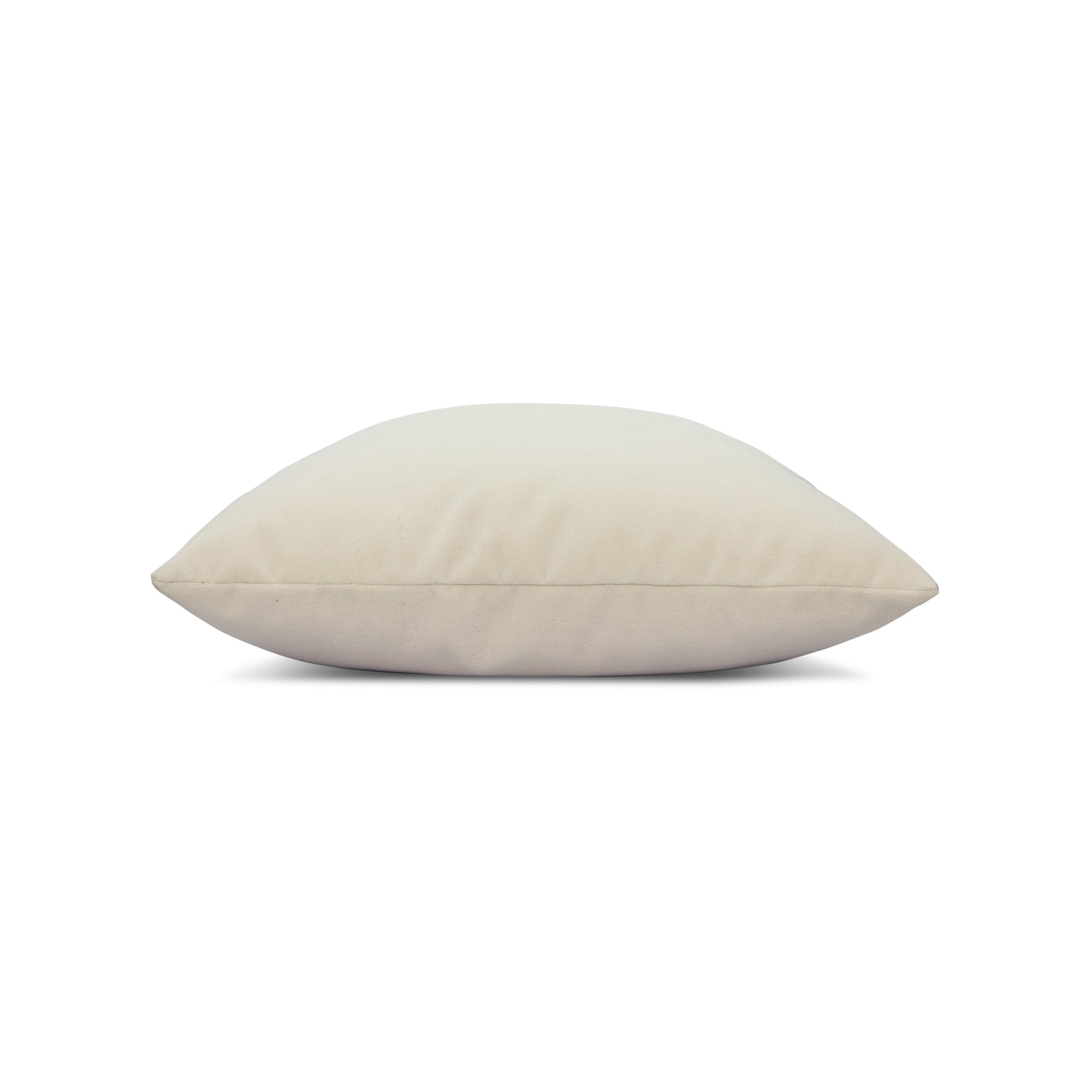 Side image of Ivory solid velvet pillow square size for timeless indoor and outdoor decor