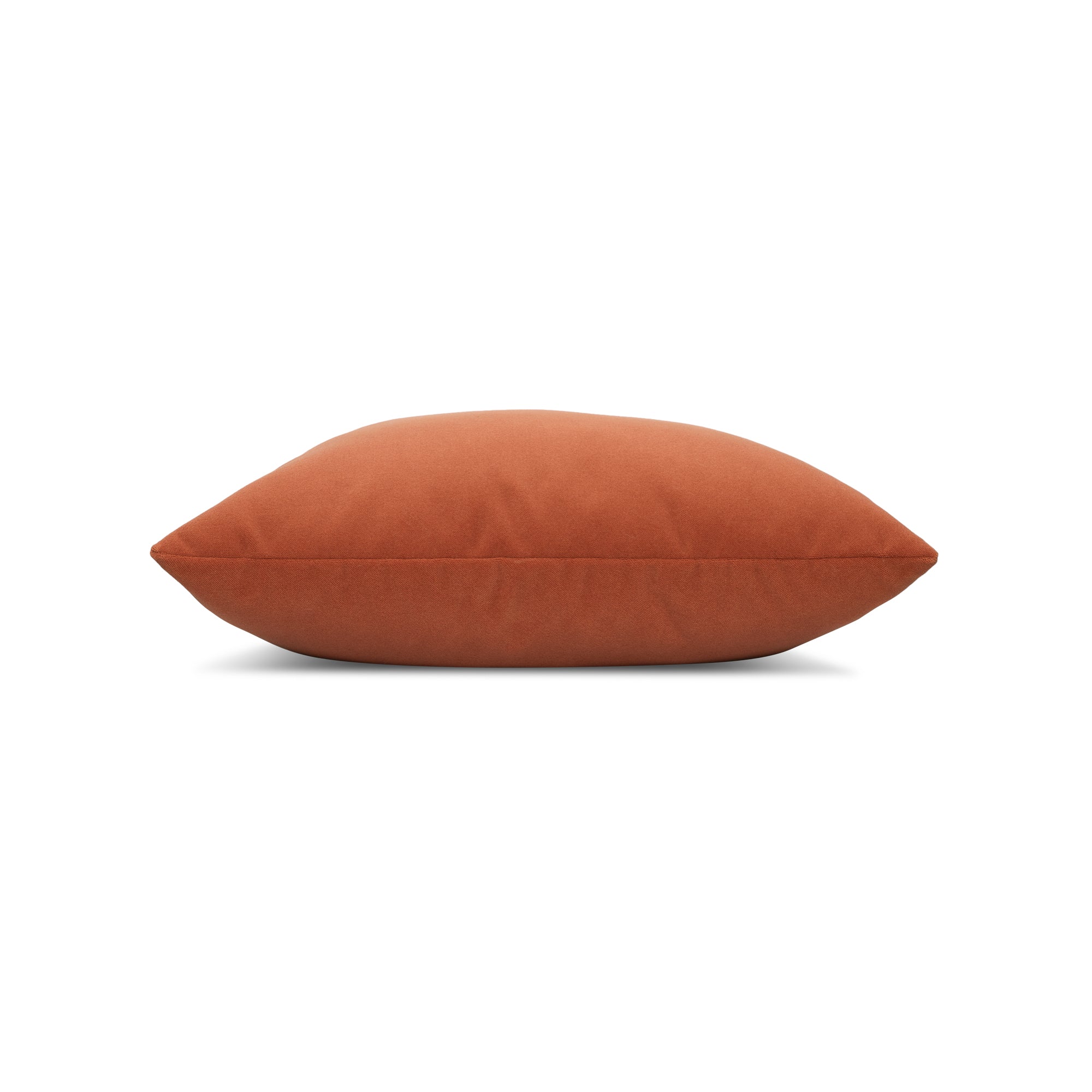Side image of Orange solid velvet pillow square size for vibrant indoor and outdoor decor