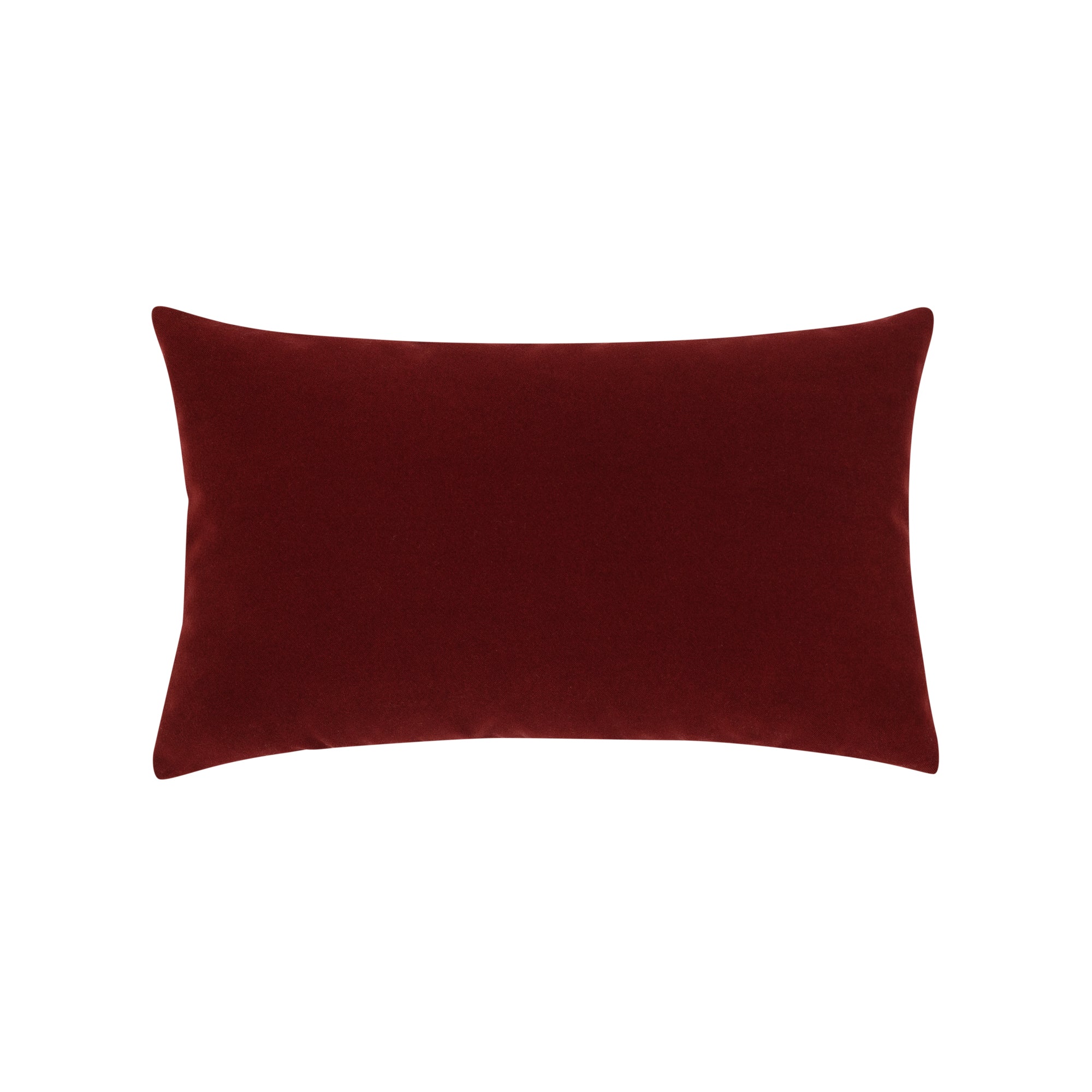 Red solid velvet pillow lumbar size for bold patio decor