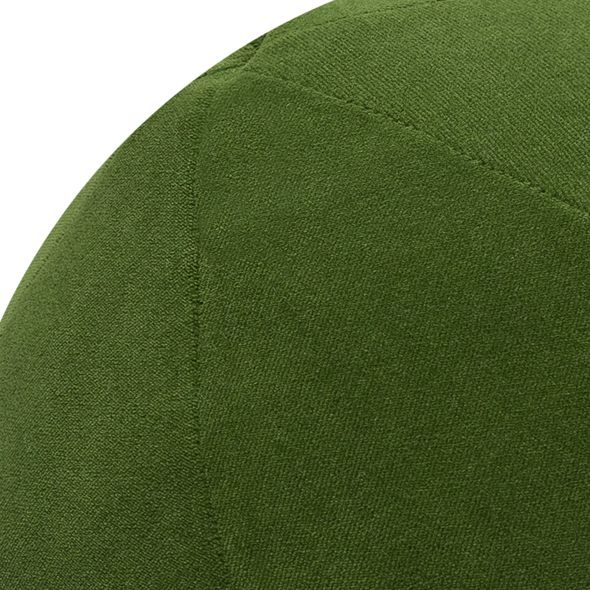 Detail image of Round green velvet pillow with textured finish for bold patio decor