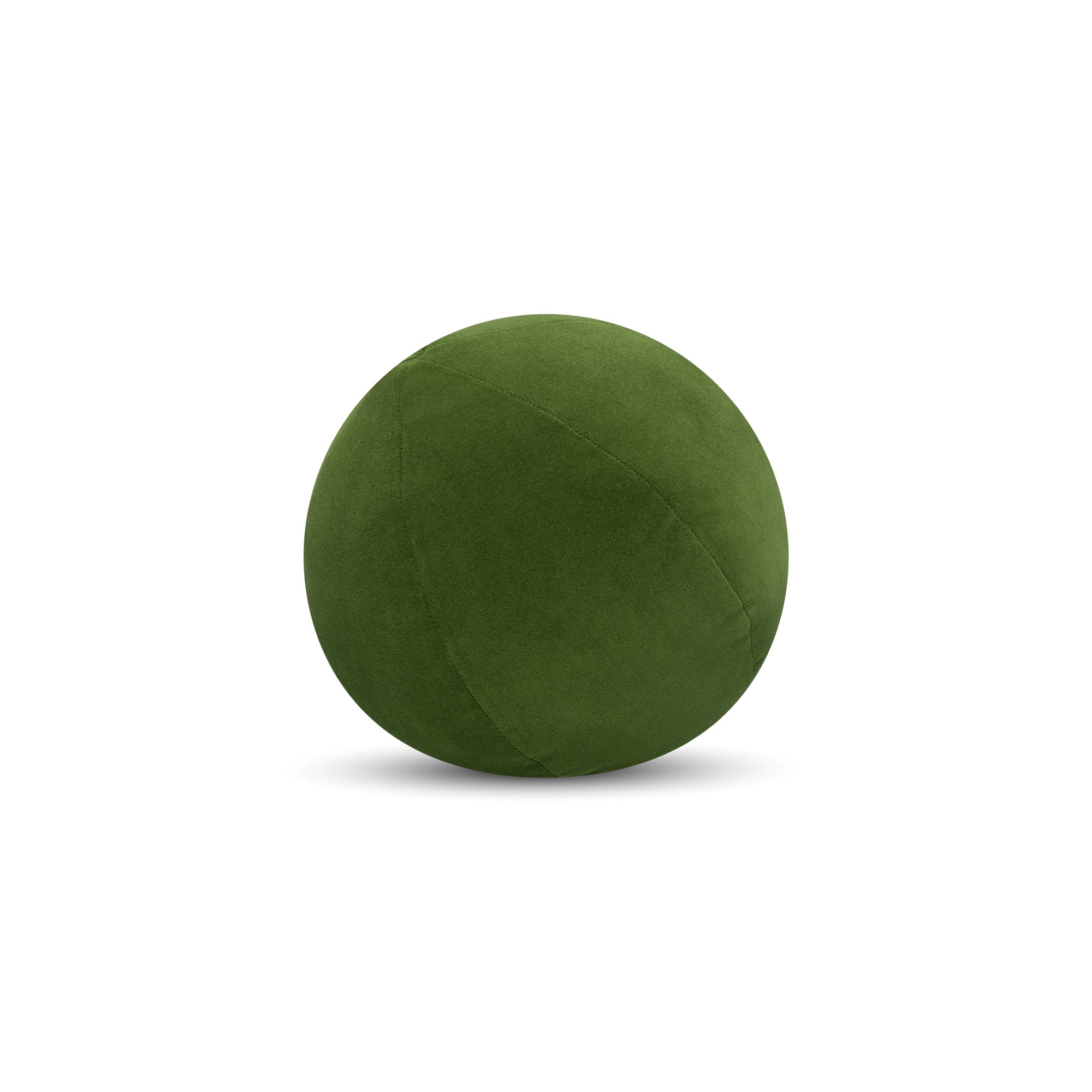 Round green velvet pillow with textured finish for bold patio decor