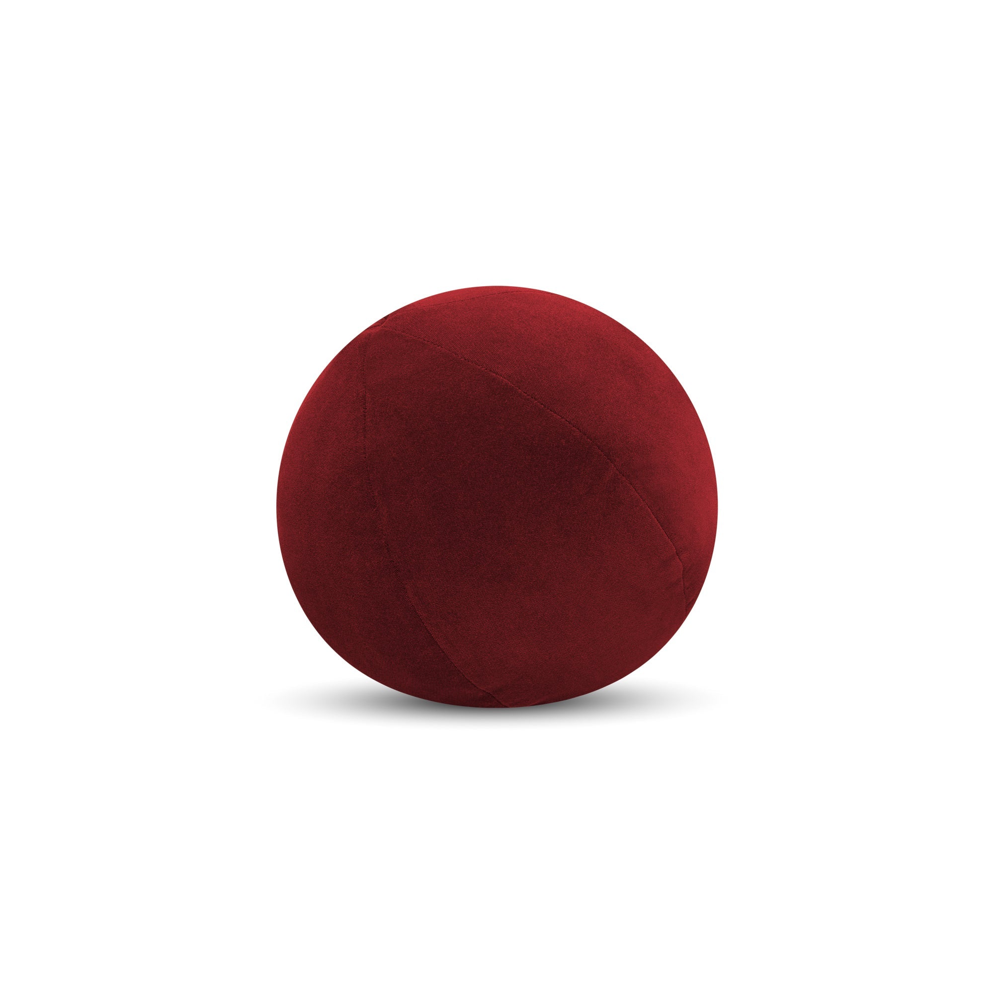 Round red velvet pillow with textured finish for vibrant patio decor