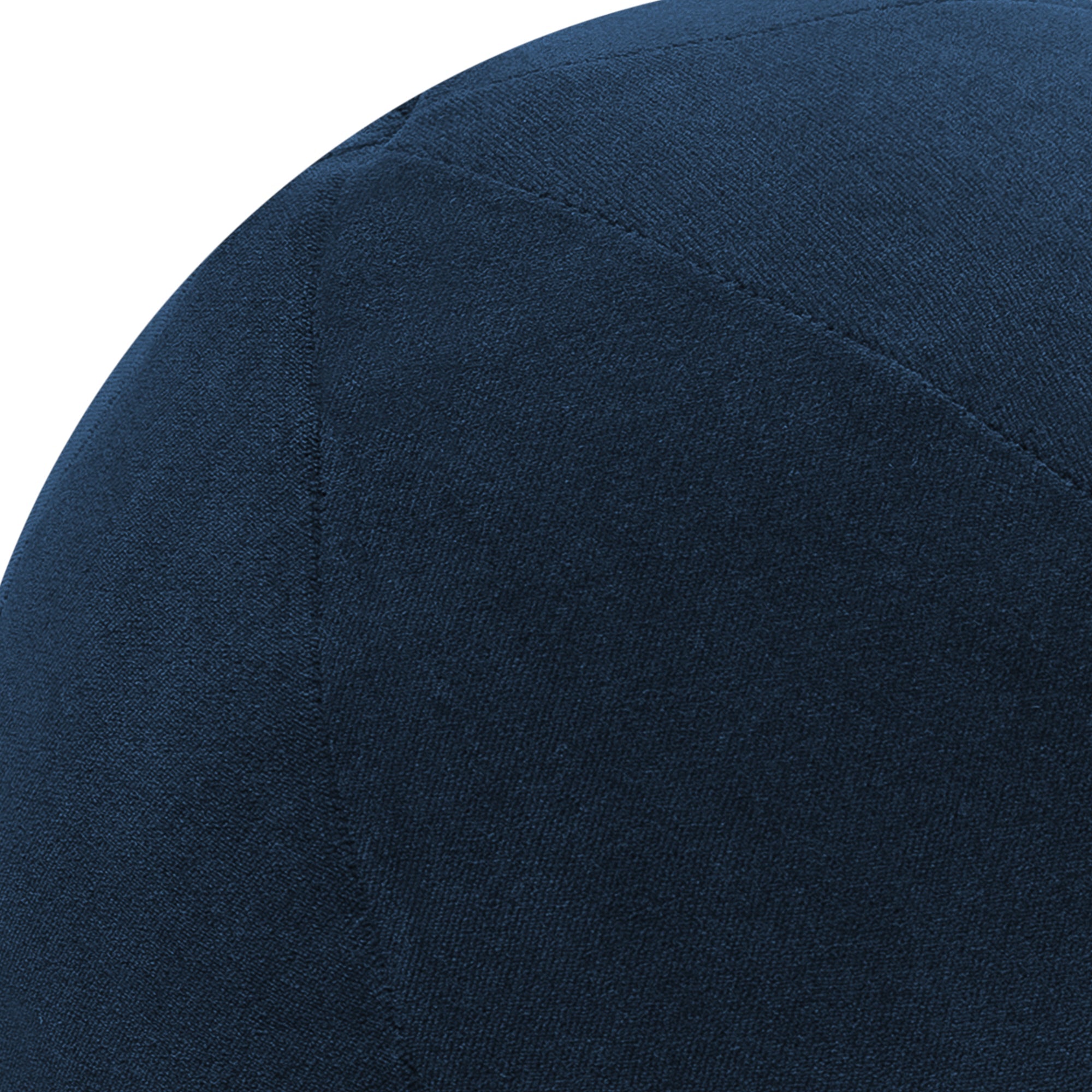 Detail image of Round blue velvet pillow with textured finish for chic patio decor by Elaine Smith