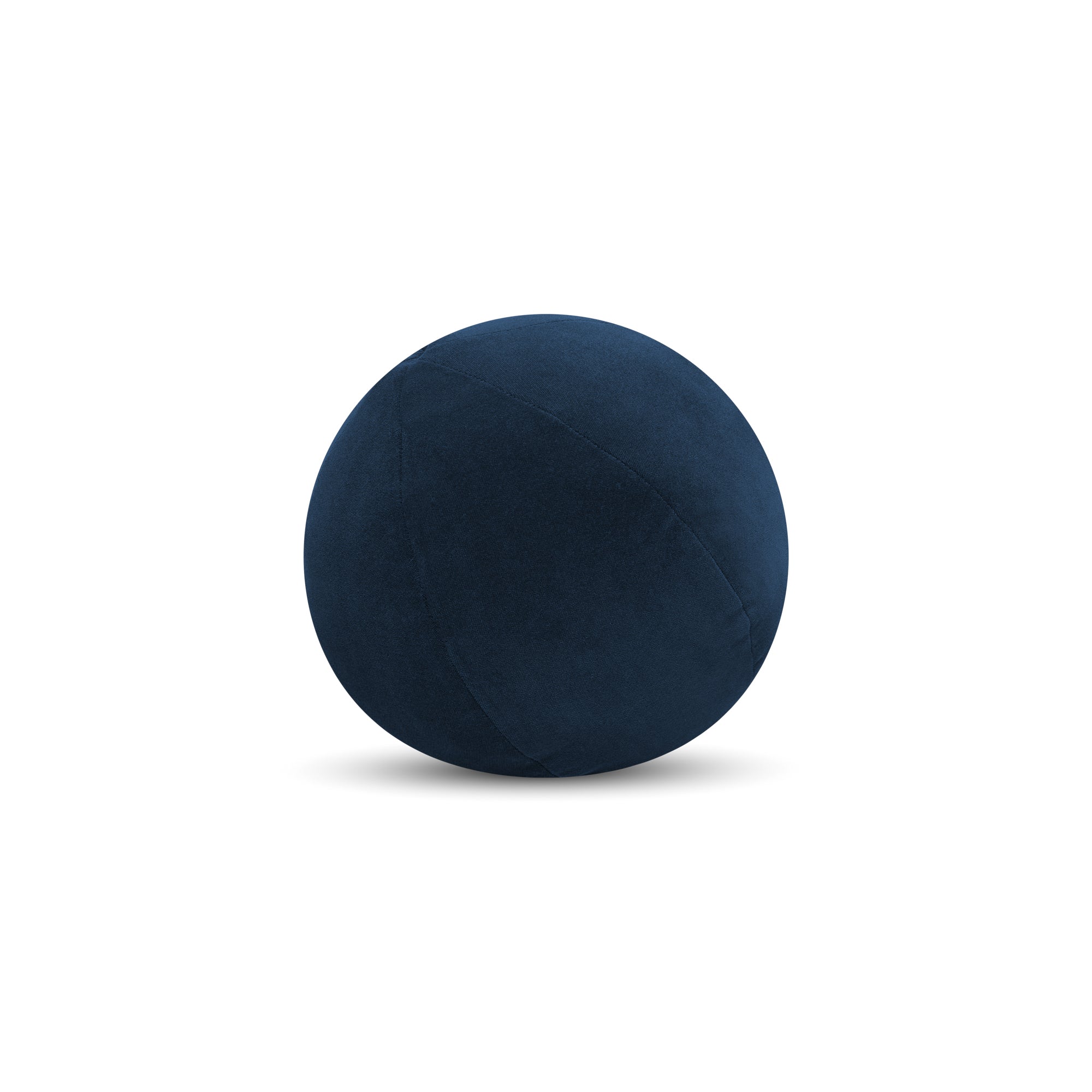 Round blue velvet pillow with textured finish for chic patio decor by Elaine Smith