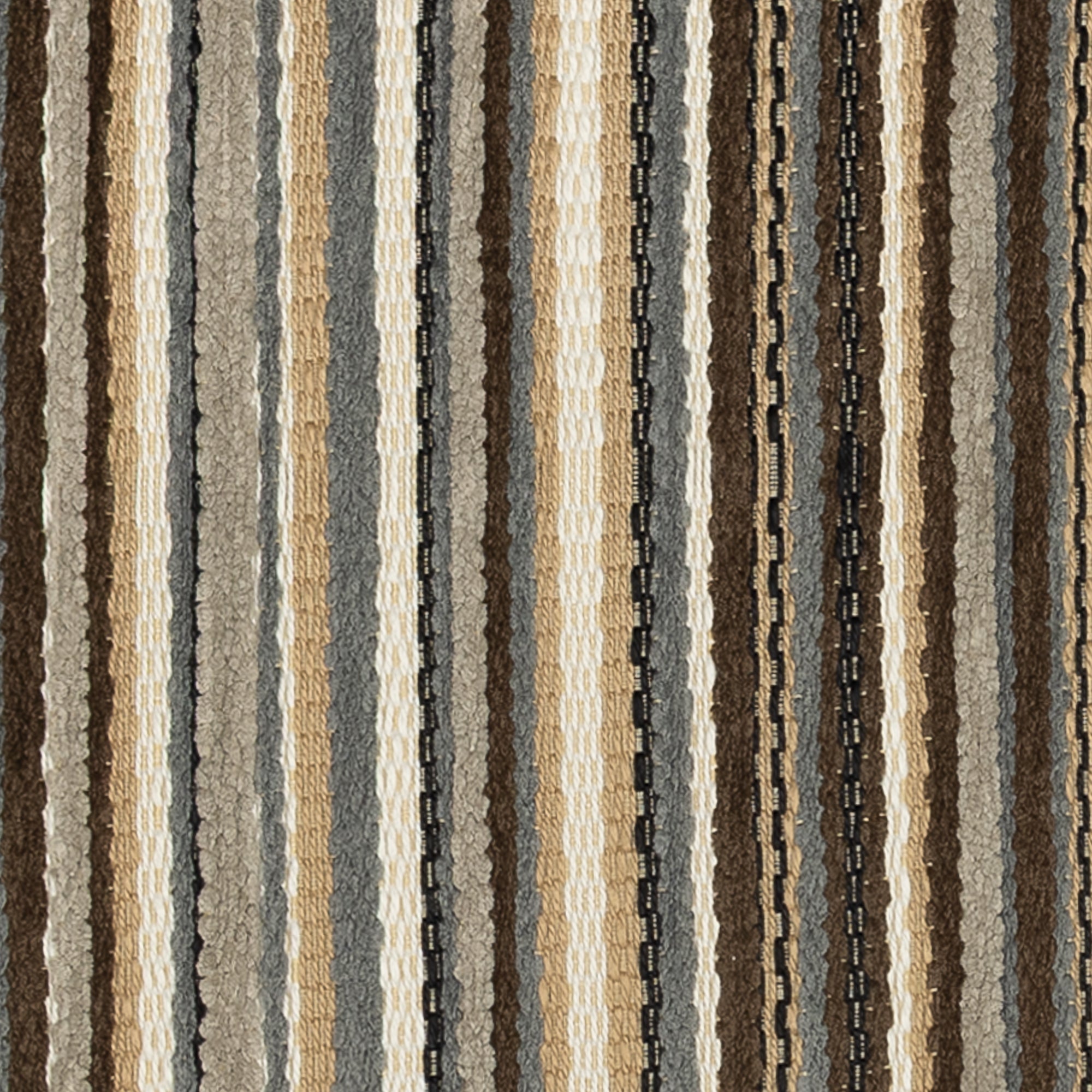 Detail image of Brown striped textured velvet pillow square size for natural patio decor