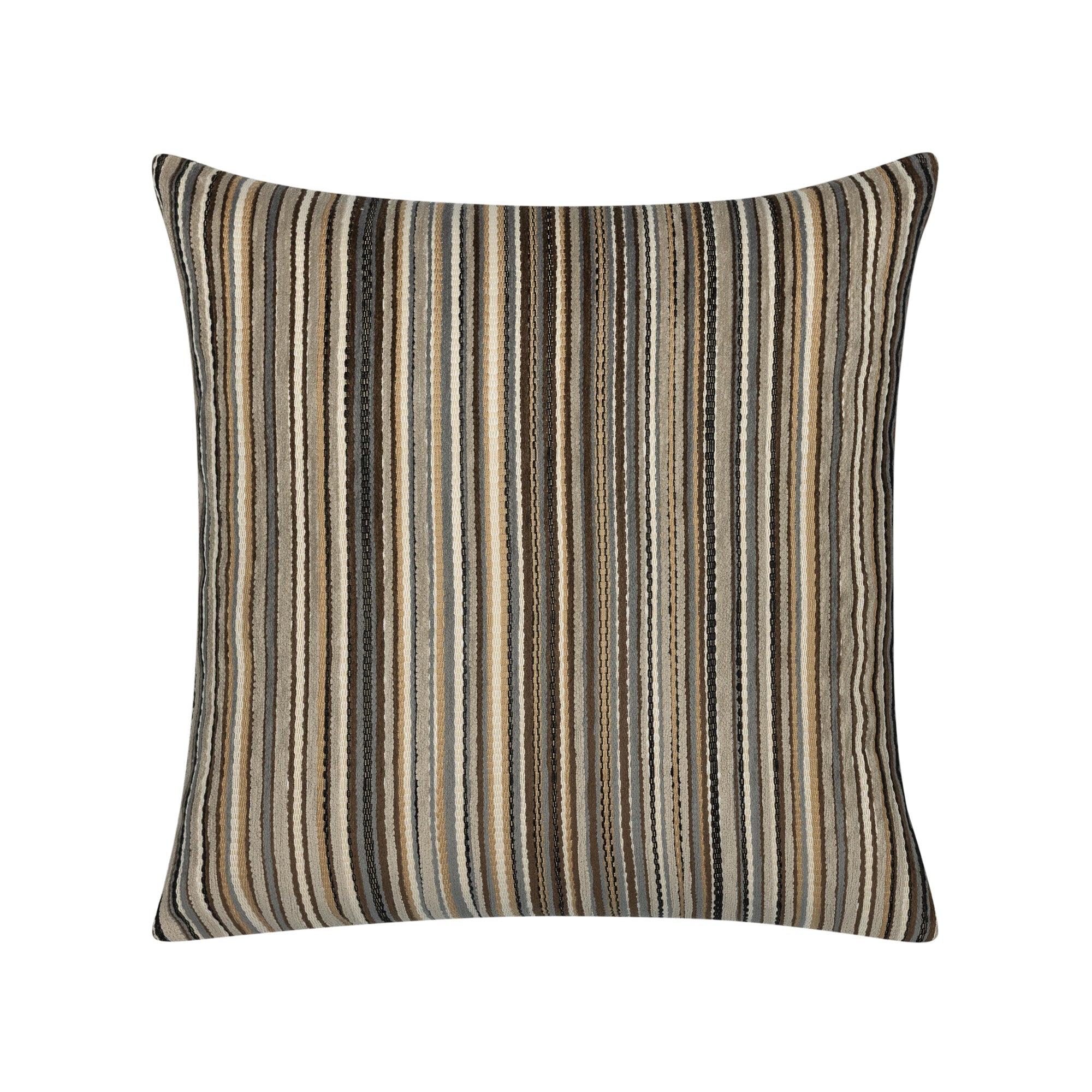 Brown striped textured velvet pillow square size for natural patio decor