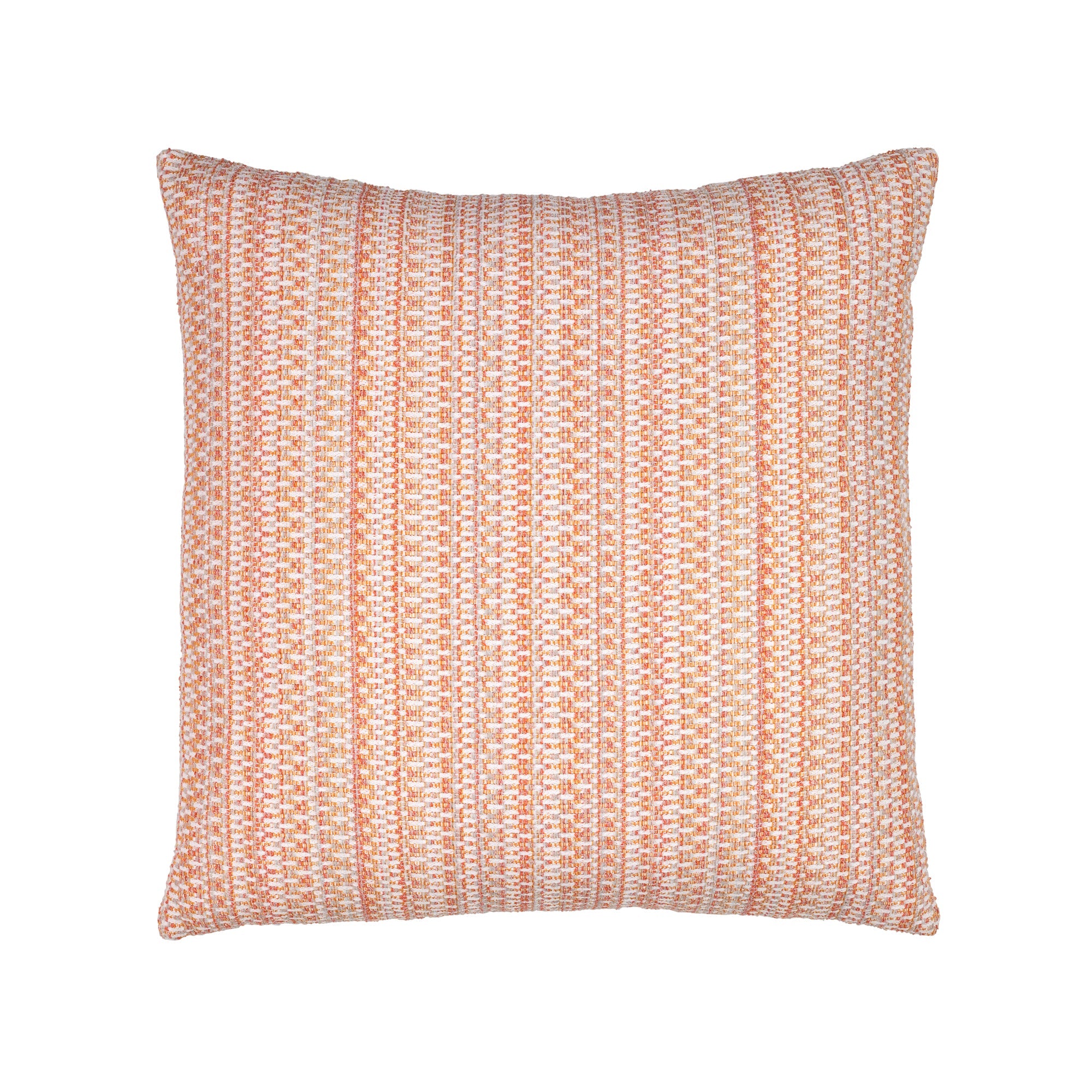 Pillow made from Kaleidoscope Clay – outdoor-safe multi-colored chenille woven fabric by Elaine Smith, ideal for high-end commercial and residential applications.