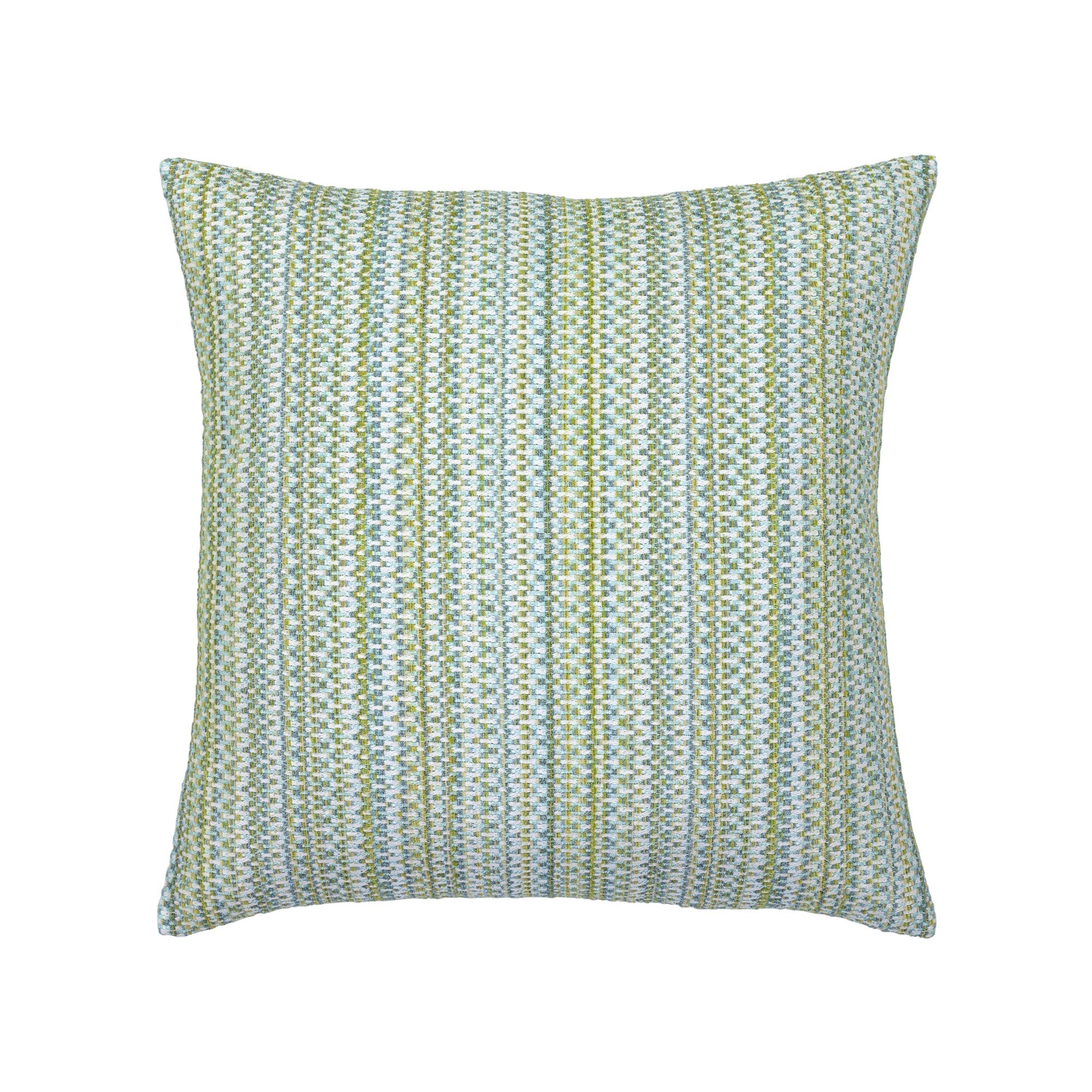 Green small scale plaid outdoor pillow square size for natural patio decor by Elaine Smith