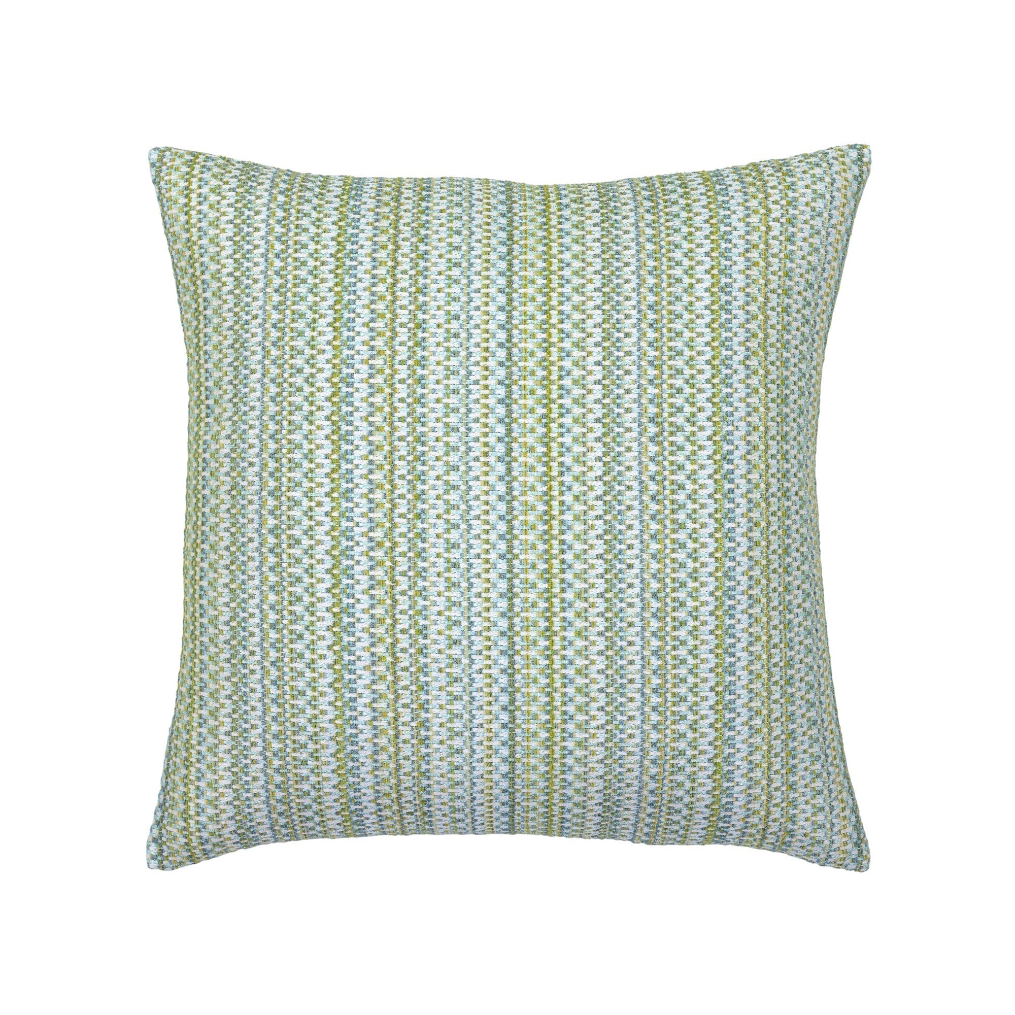 Green small scale plaid outdoor pillow square size for natural patio decor by Elaine Smith