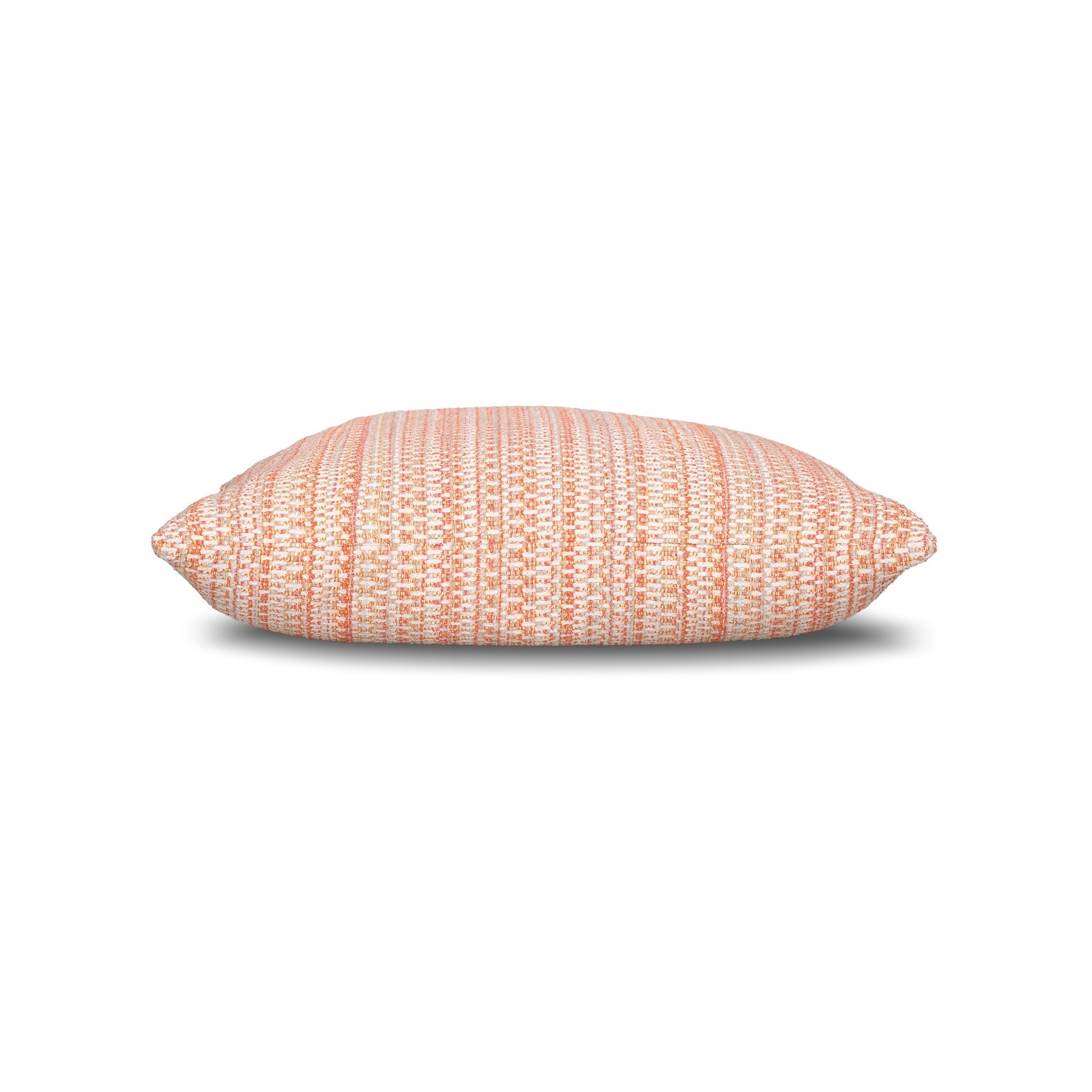 Side image of Clay small scale plaid outdoor pillow lumbar size for vibrant patio decor