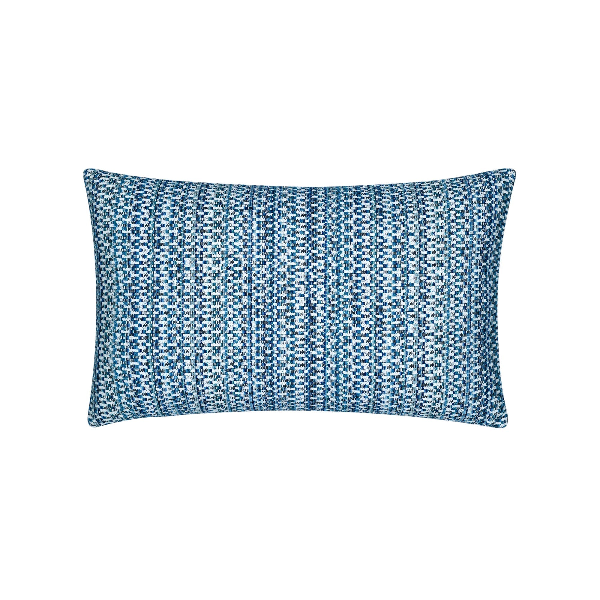 Blue striped outdoor pillow lumbar size for modern patio decor by Elaine Smith