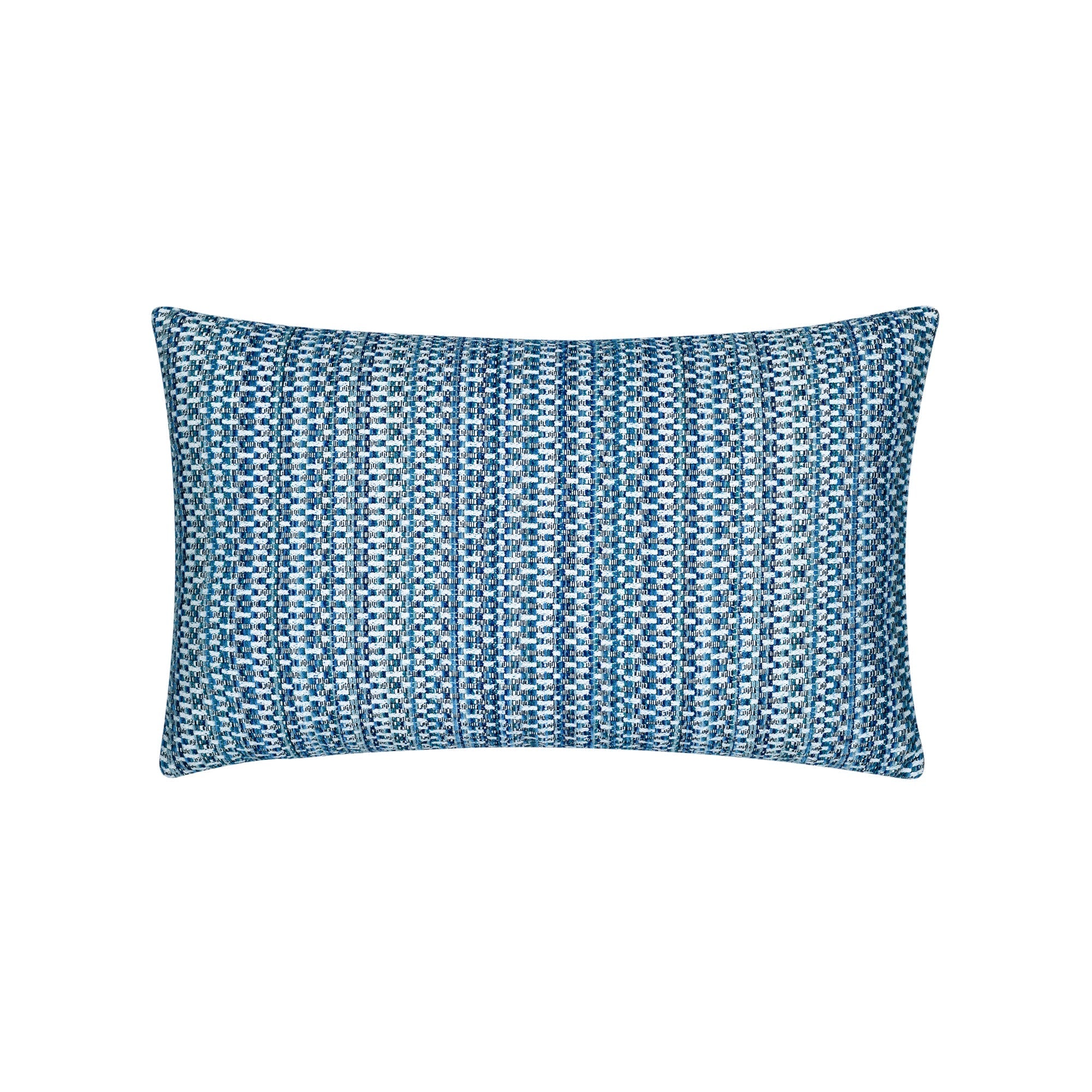 Blue striped outdoor pillow lumbar size for modern patio decor by Elaine Smith