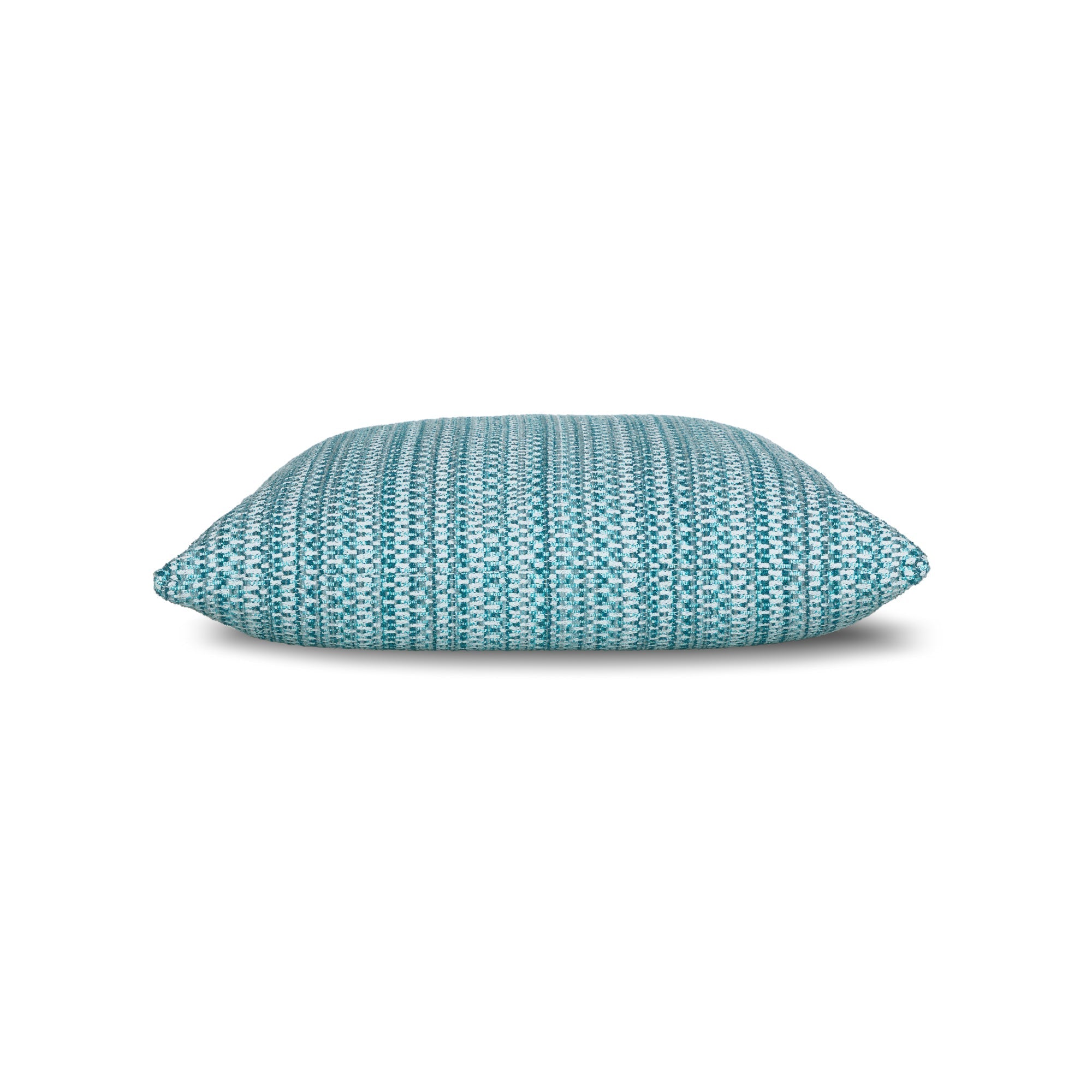 Side image of Lagoon small scale stripe outdoor pillow square size for classic patio decor