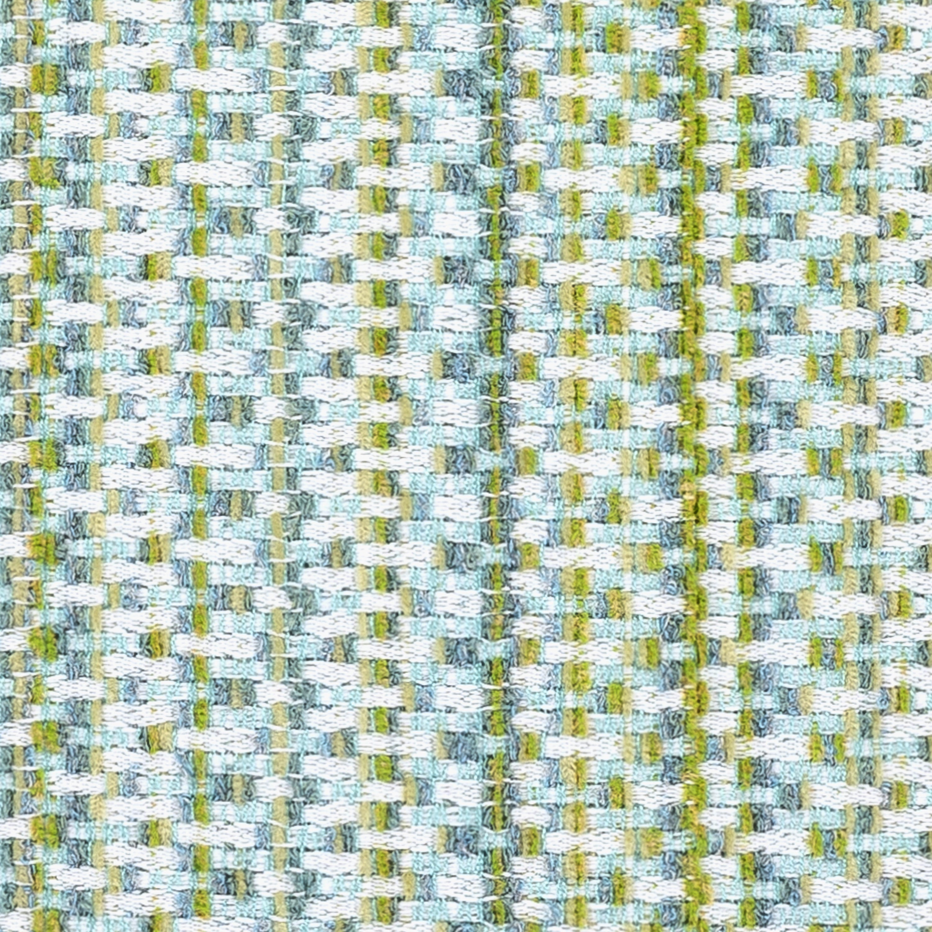 Detail image of Green small scale plaid outdoor pillow lumbar size for natural patio decor by Elaine Smith