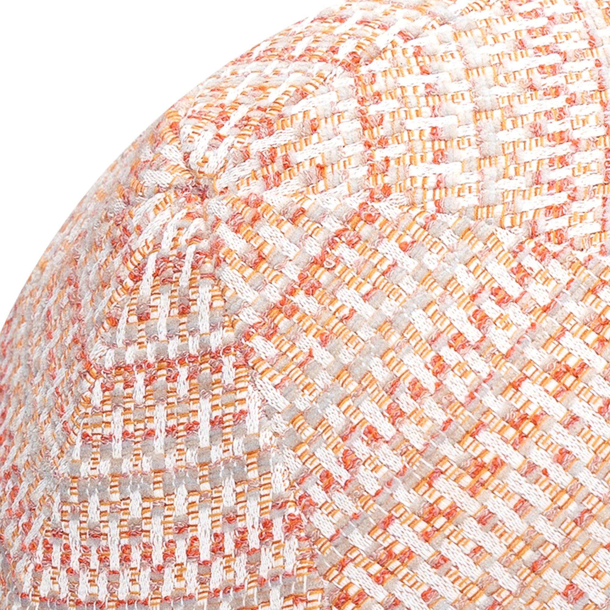 Detail image of Round clay small scale outdoor pillow with textured finish for chic patio decor