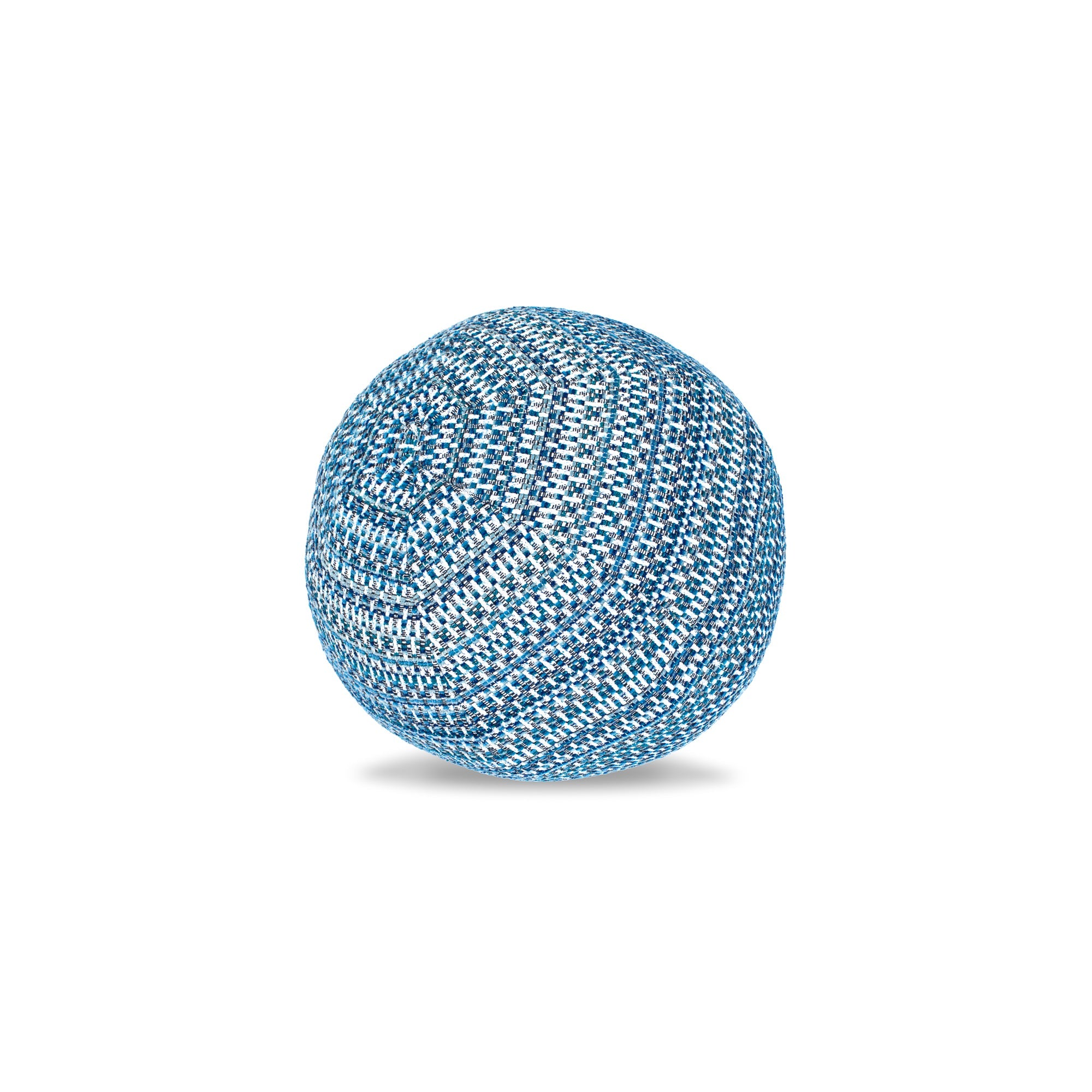 Round blue outdoor pillow with textured finish for stylish patio decor