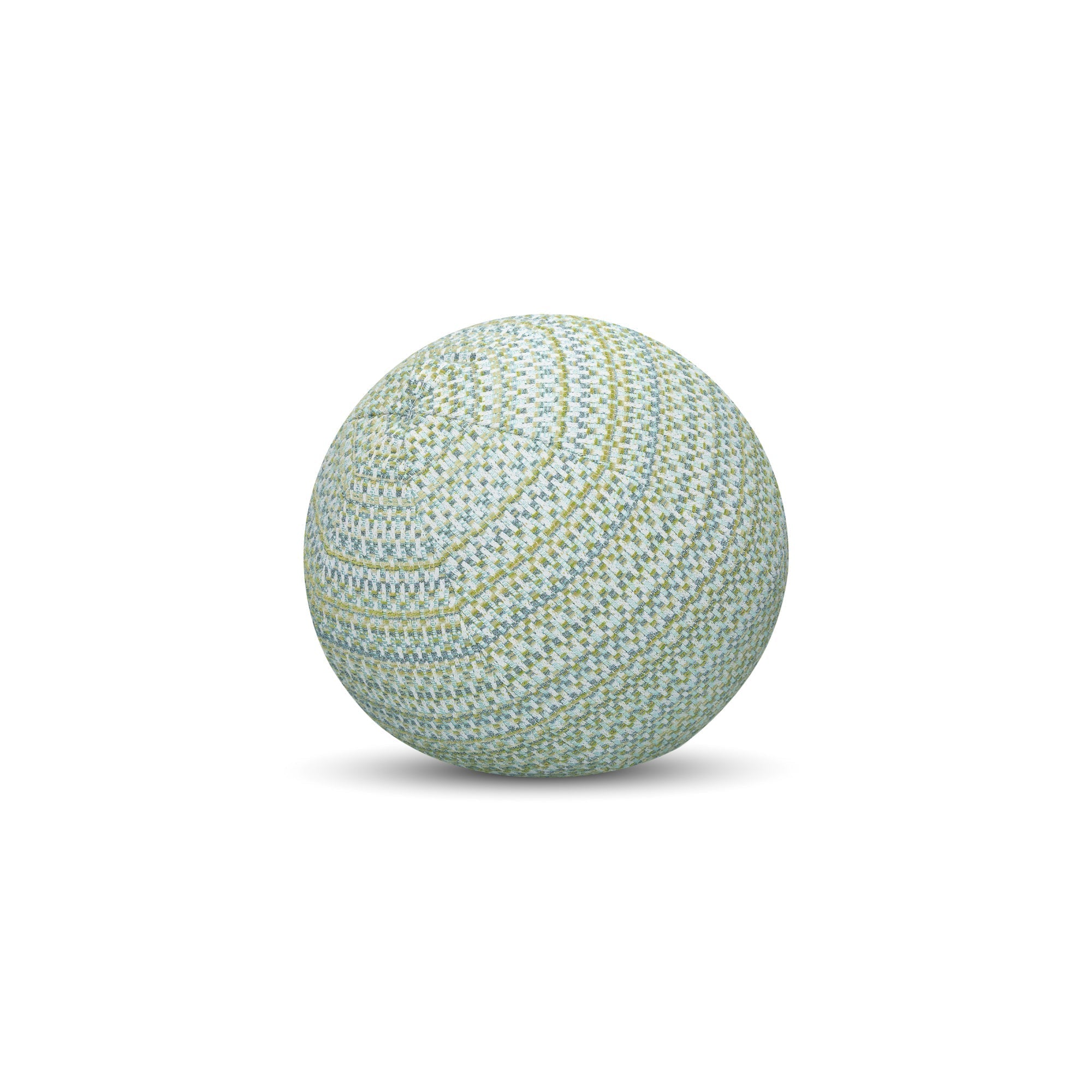 Round green outdoor pillow with textured finish for refreshing patio decor