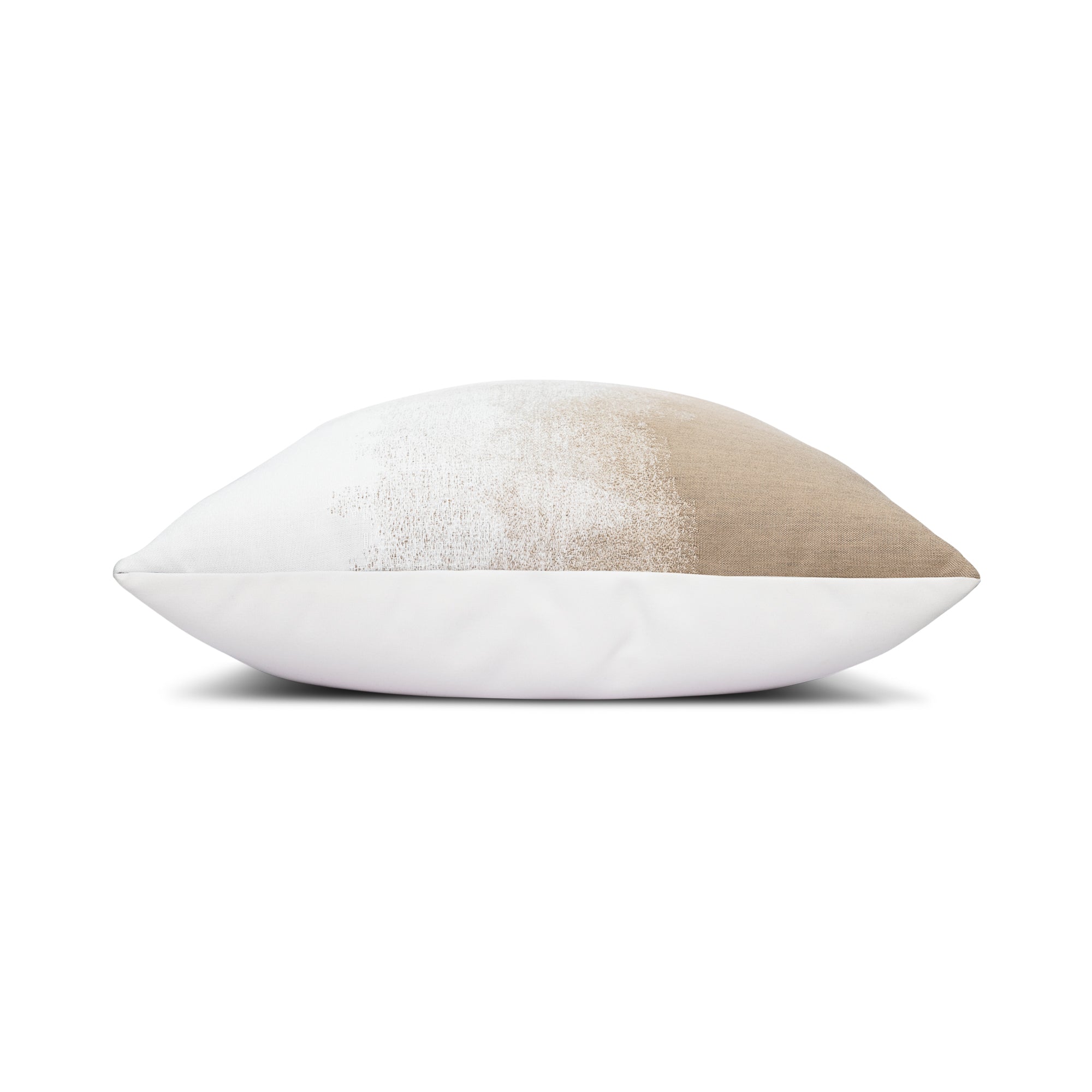Side image of Taupe and ivory ombre outdoor pillow for transitional outdoor decor
