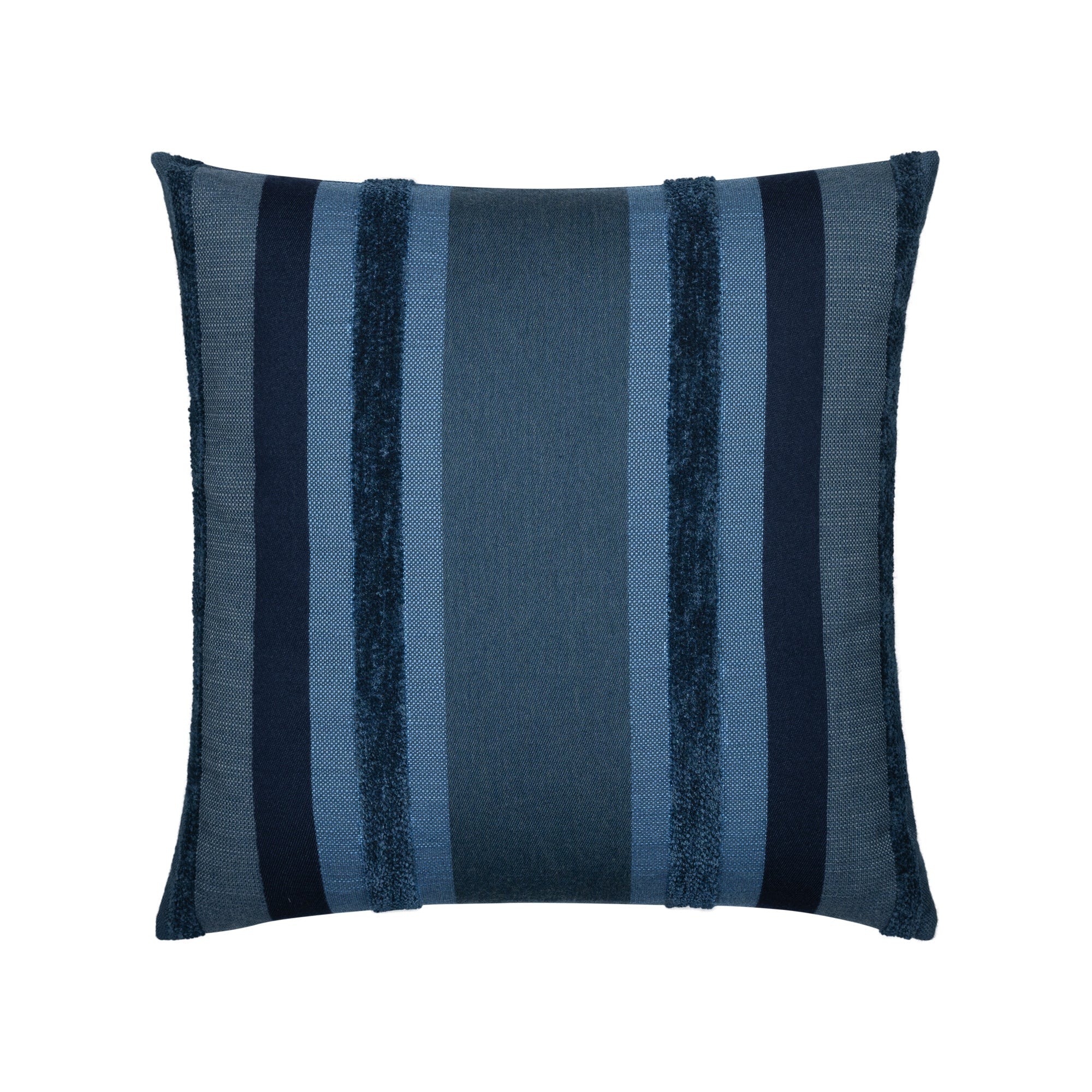 Blue Striped outdoor pillow in square size for contemporary patio decor by Elaine Smith