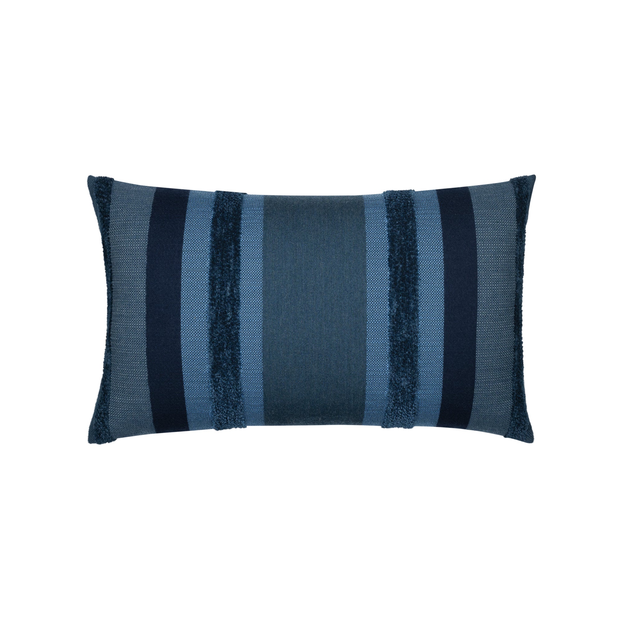 Blue Striped outdoor pillow with rectangular shape lumbar size for contemporary patio decor by Elaine Smith