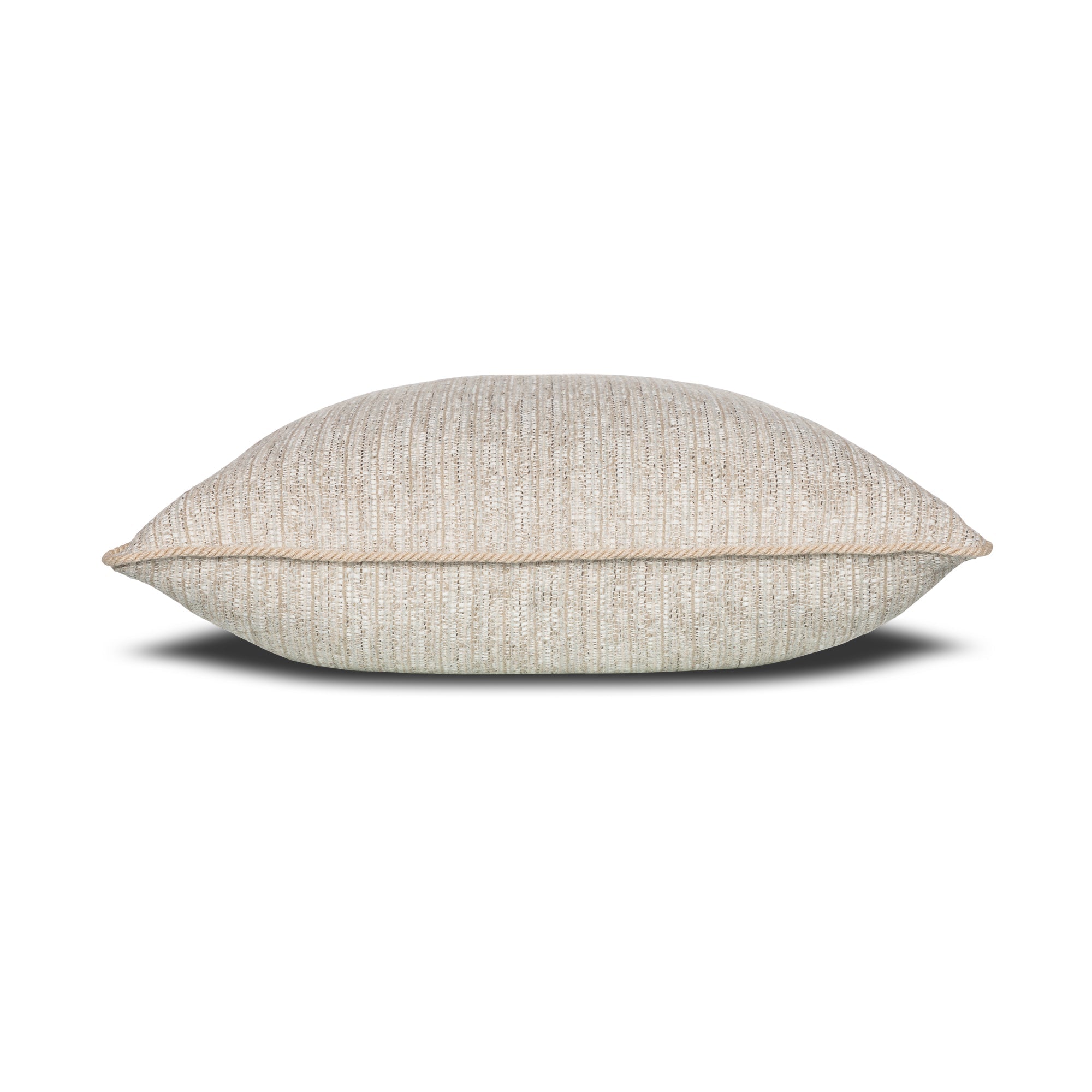 Side image of Taupe pillow in square size with textured finish for chic indoor and outdoor decor