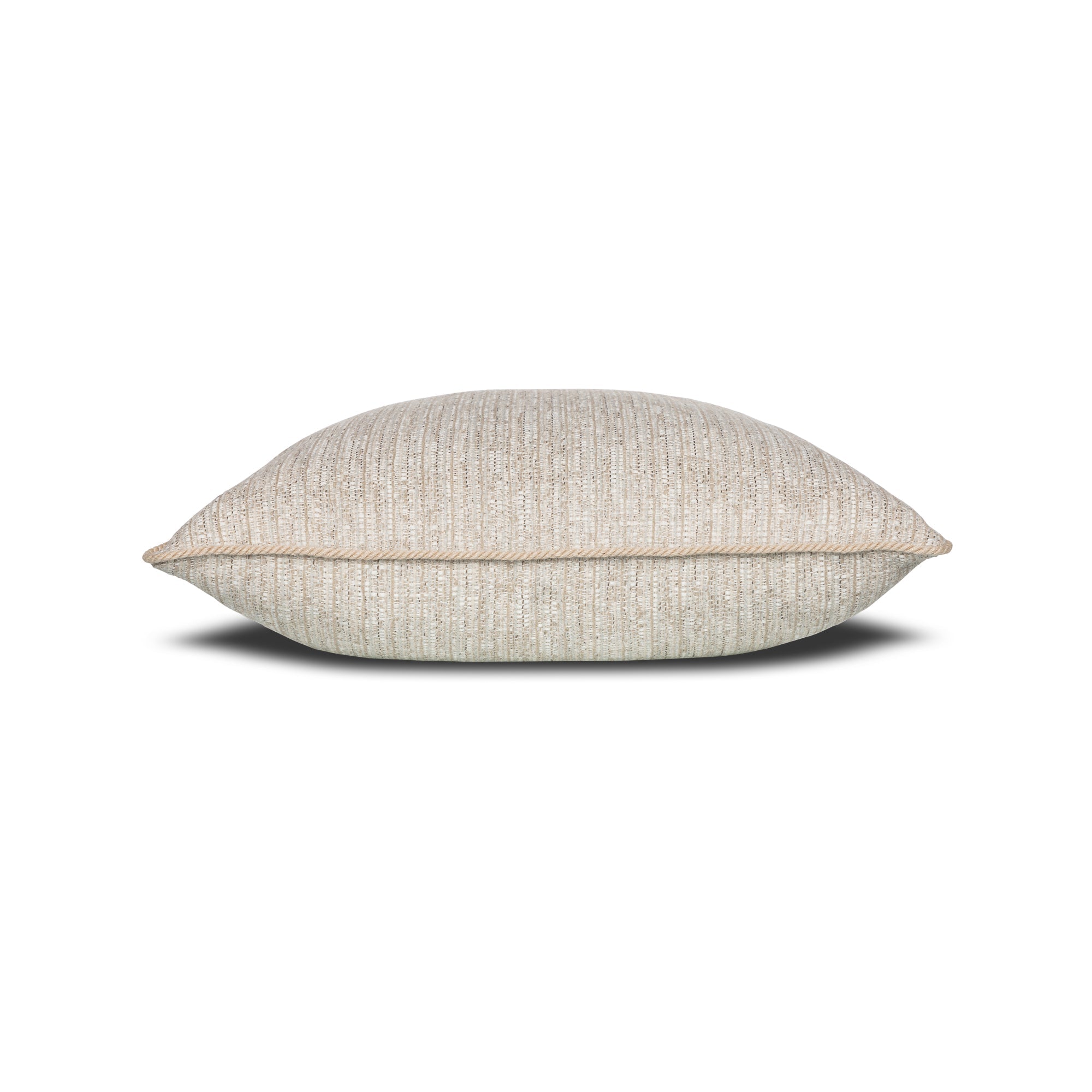 Side image of Taupe pillow in square size with textured finish for elegant indoor and outdoor decor