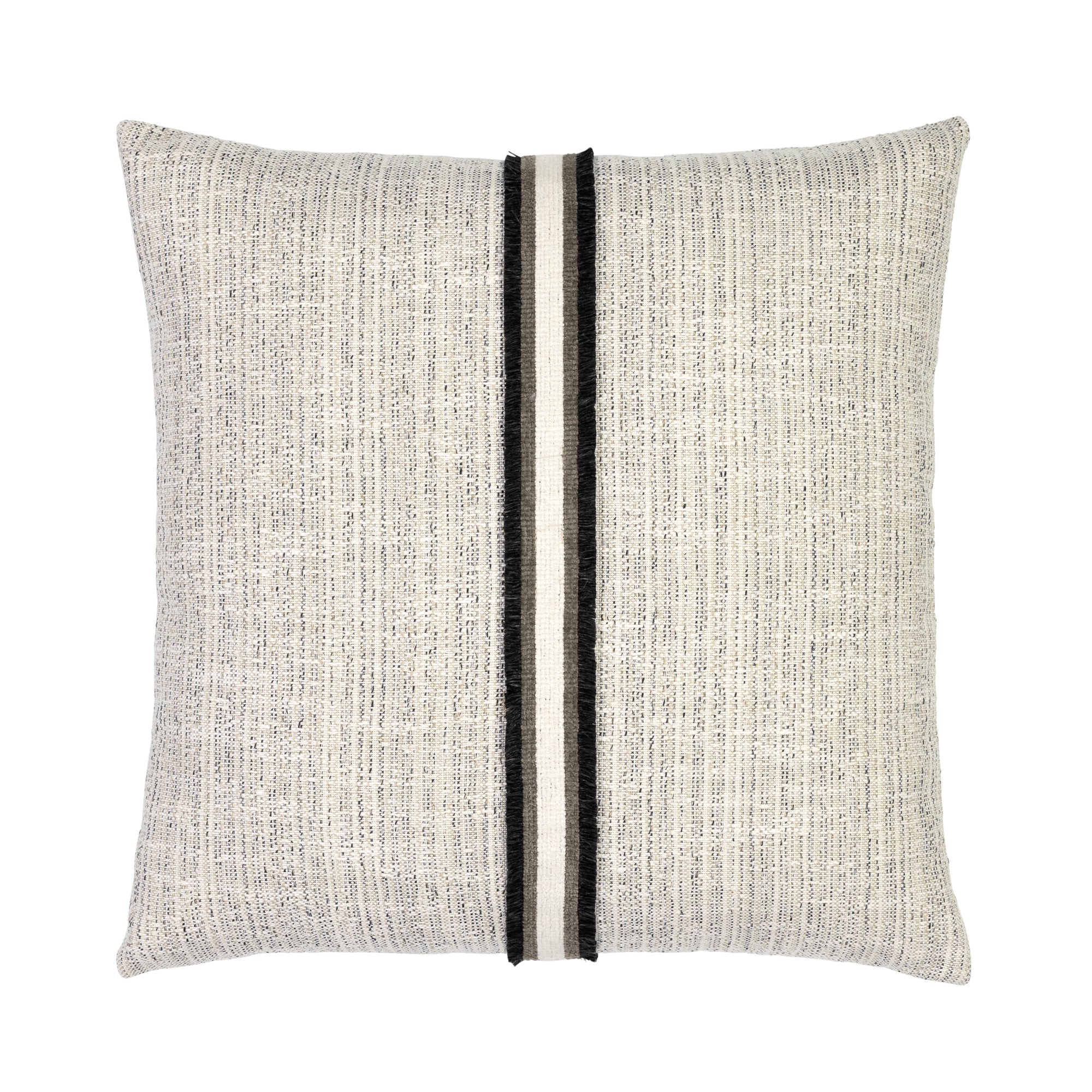 Taupe outdoor pillow with subtle stripe design square size for elegant patio decor