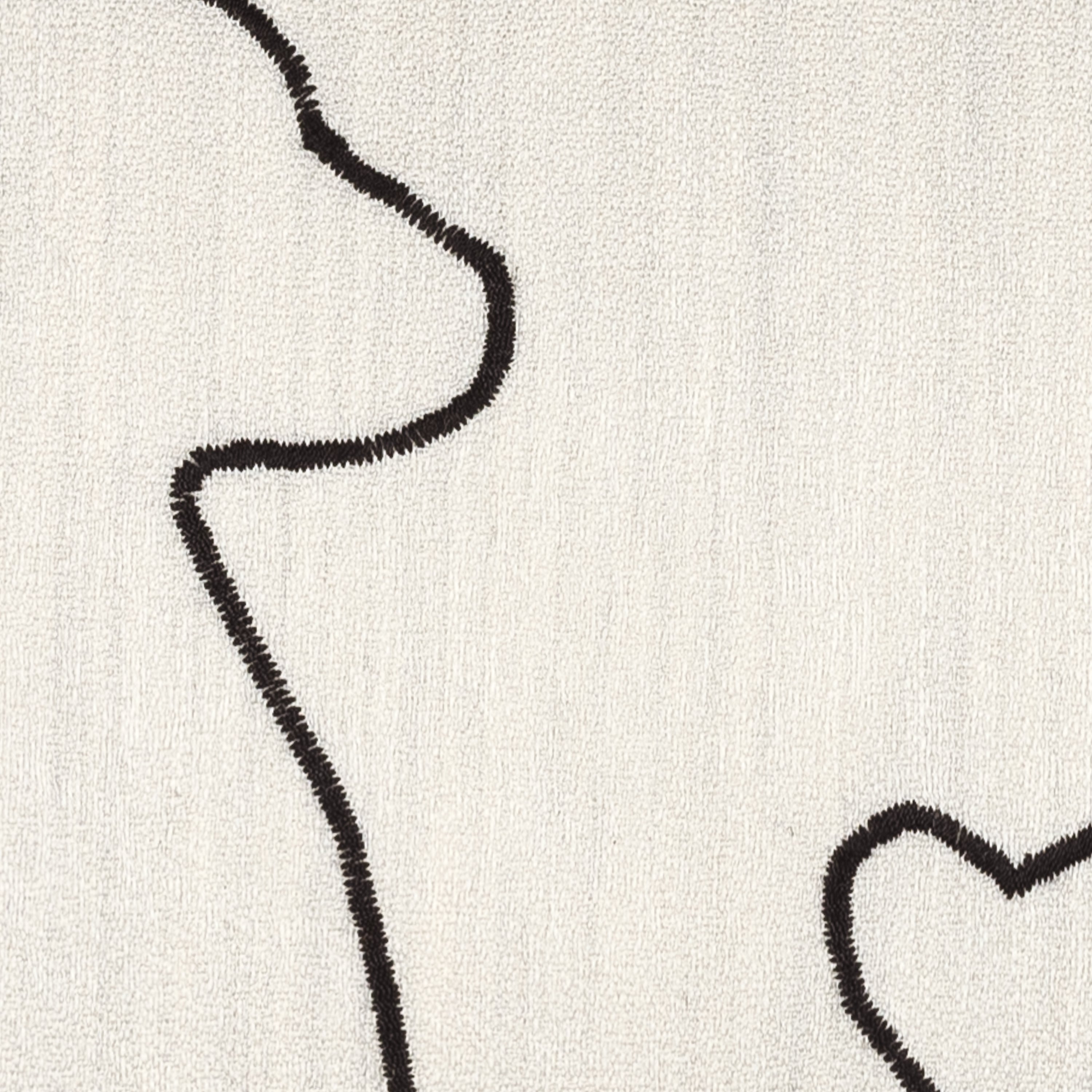 Detail image of Ivory pillow with stitched dog and cat design lumbar size for outdoor and indoor décor