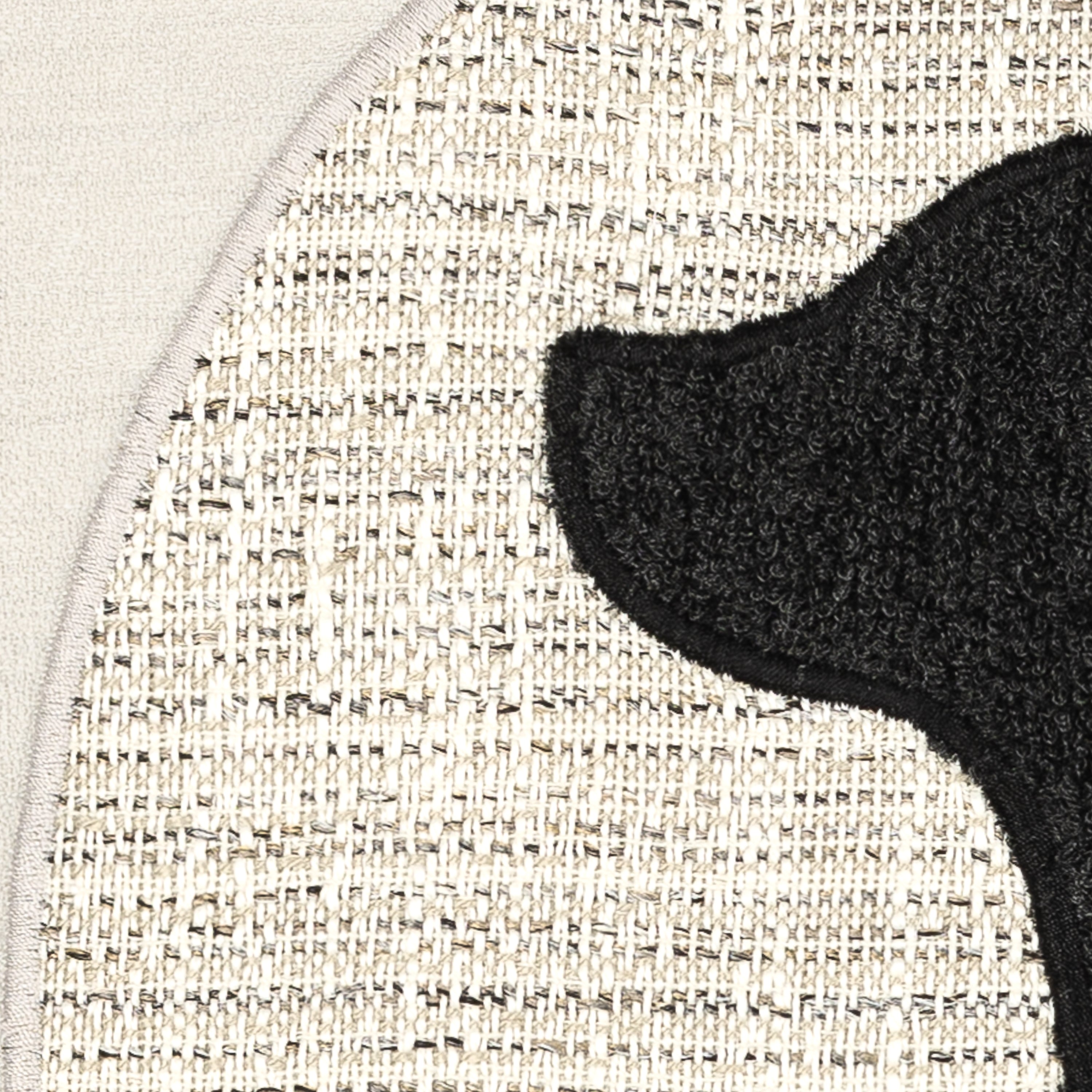 Detail image of Ivory dog motif pillow square size for stylish indoor and outdoor decor