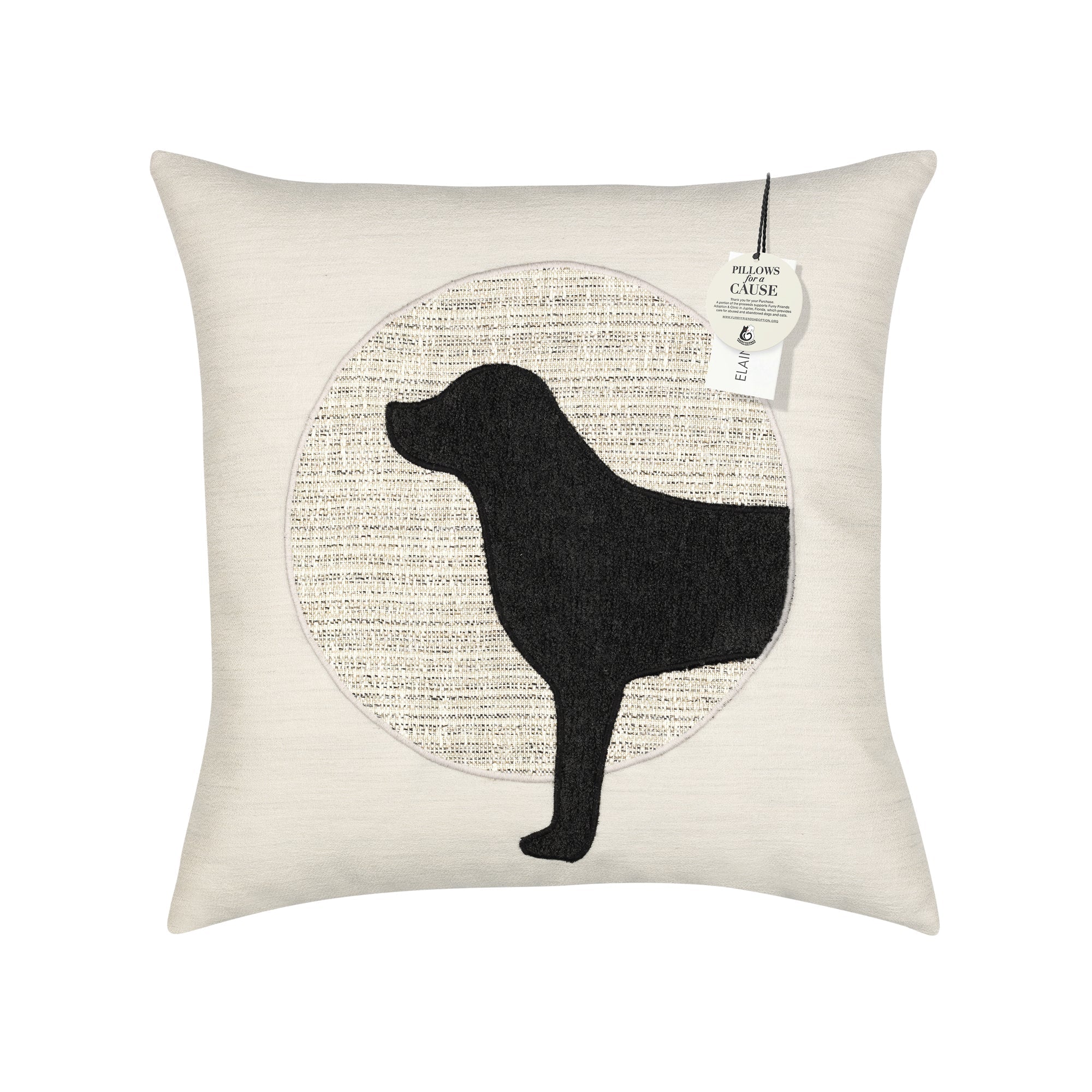 Ivory dog motif pillow square size for stylish indoor and outdoor decor