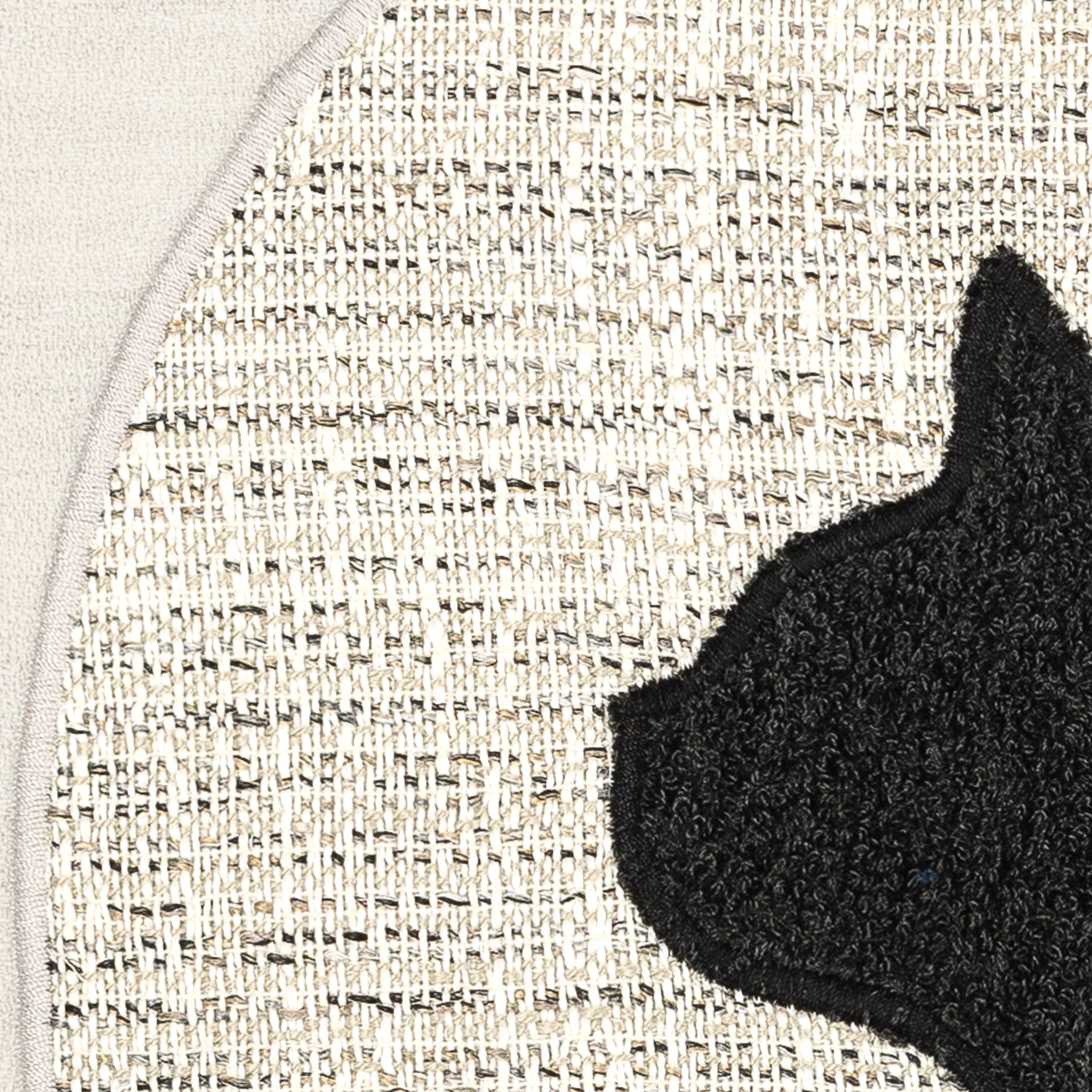 Detail image of Ivory cat motif pillow square size for playful indoor and outdoor decor