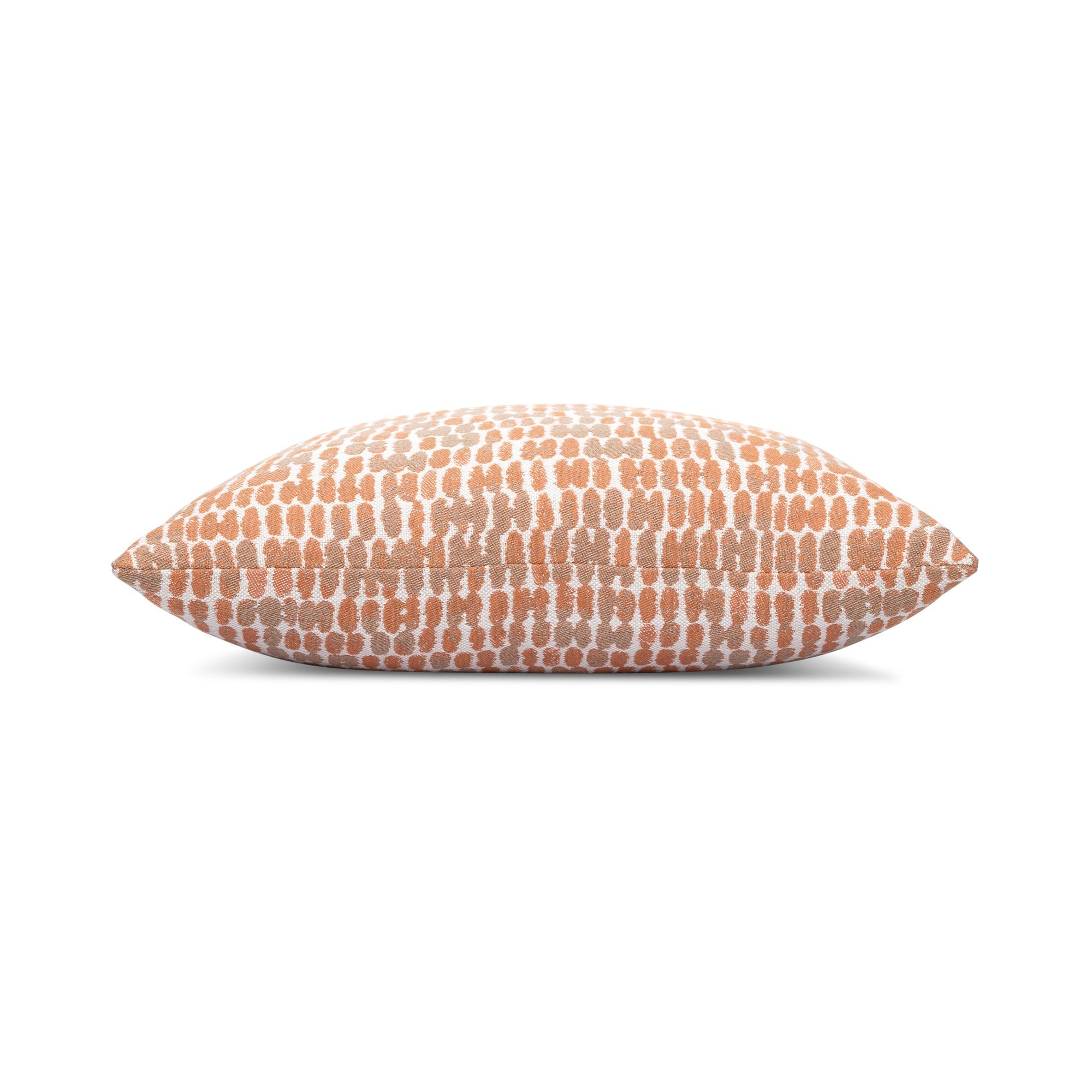 Side image of Orange striped pillow square size for vibrant indoor and outdoor decor