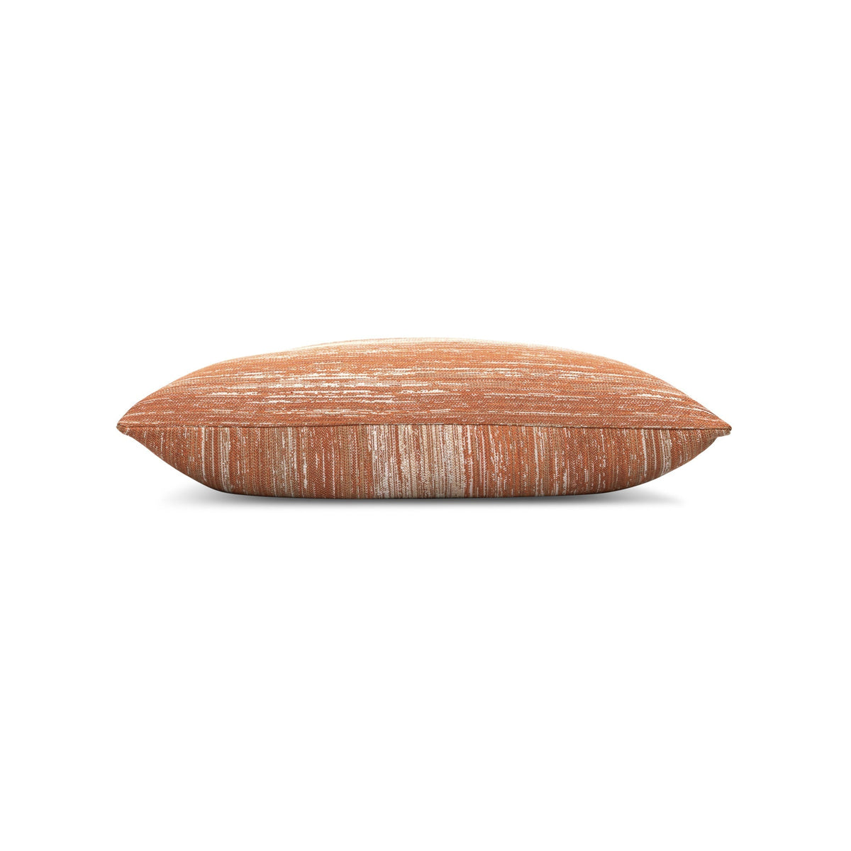 Side image of Orange striped ombre pillow in lumbar size for sophisticated indoor and outdoor decor by Elaine Smith