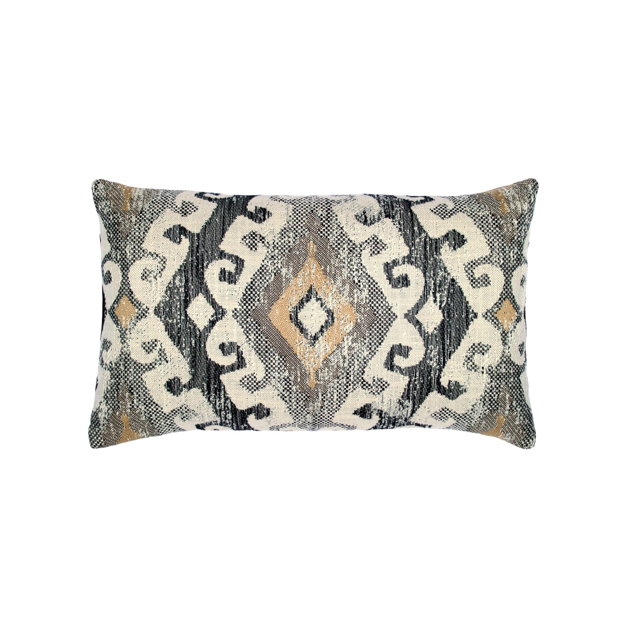 Beige ikat outdoor pillow with diamond pattern square size for sophisticated patio decor