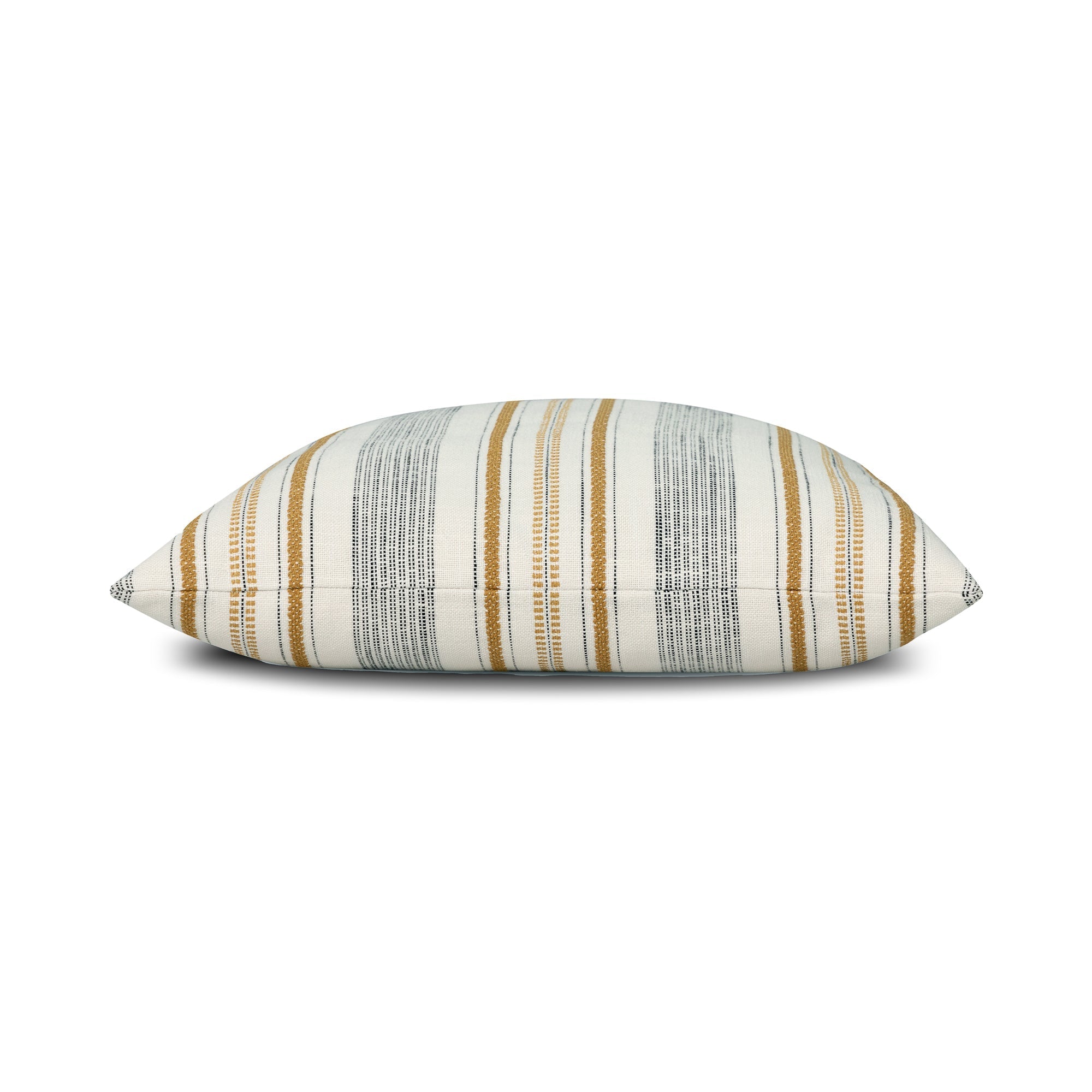 Side image of Striped ivory pillow square size for timeless indoor and outdoor decor