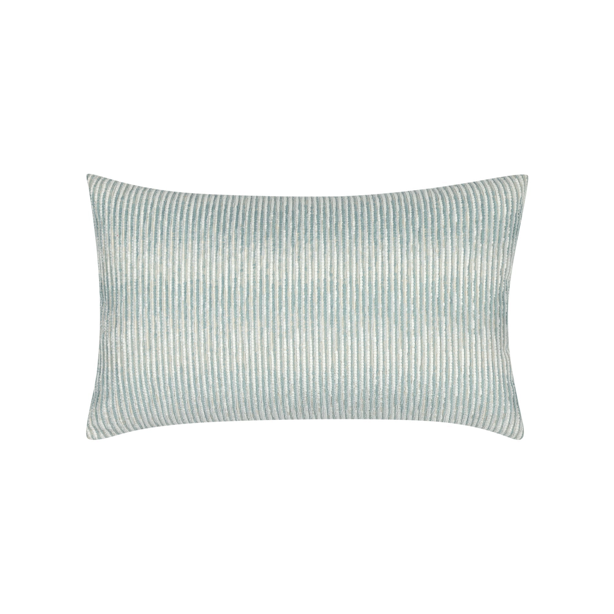 Light blue and ivory ombre chenille pillow lumbar size for sophisticated indoor and outdoor decor