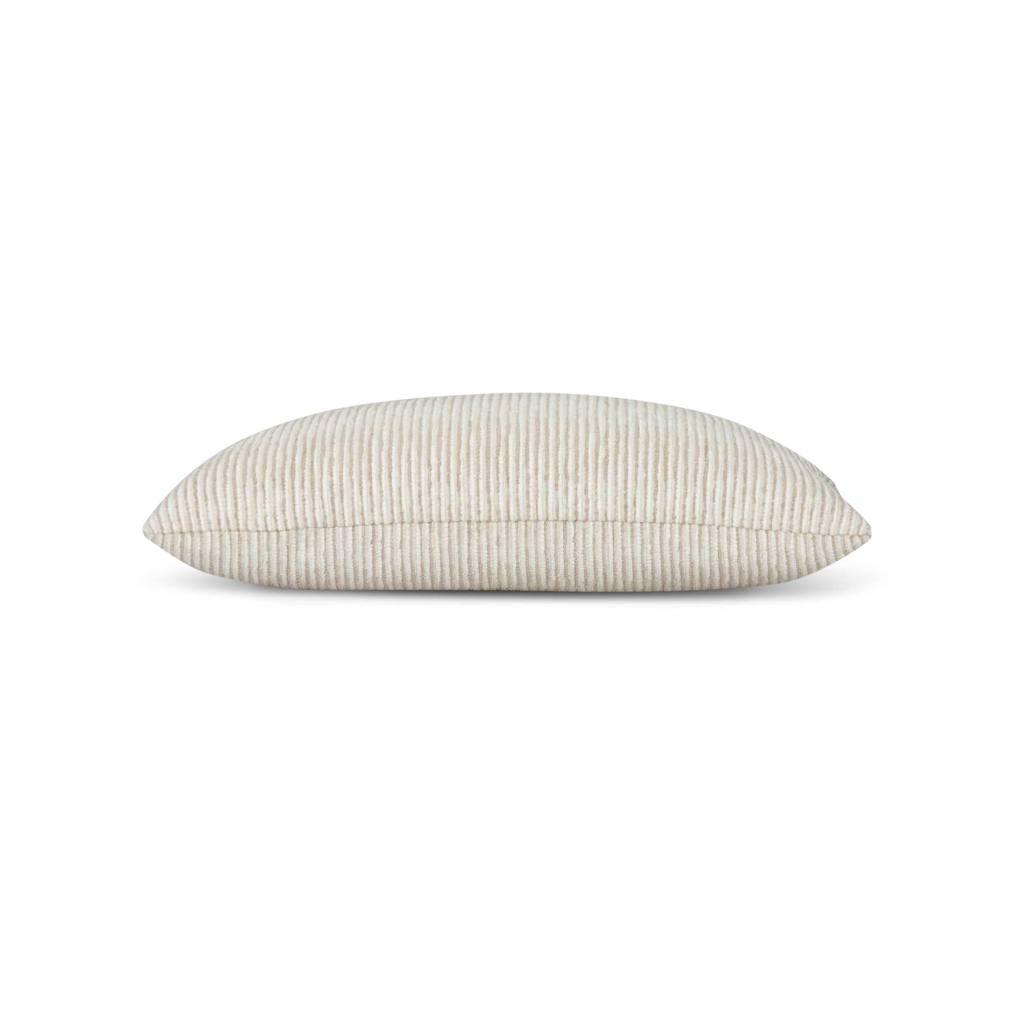 Side image of Ivory ombre chenille pillow lumbar size for classic indoor and outdoor decor