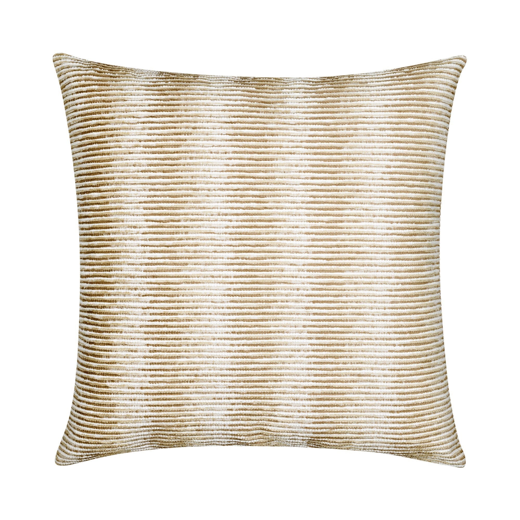 Ivory and beige striped chenille pillow square size for versatile indoor and outdoor decor