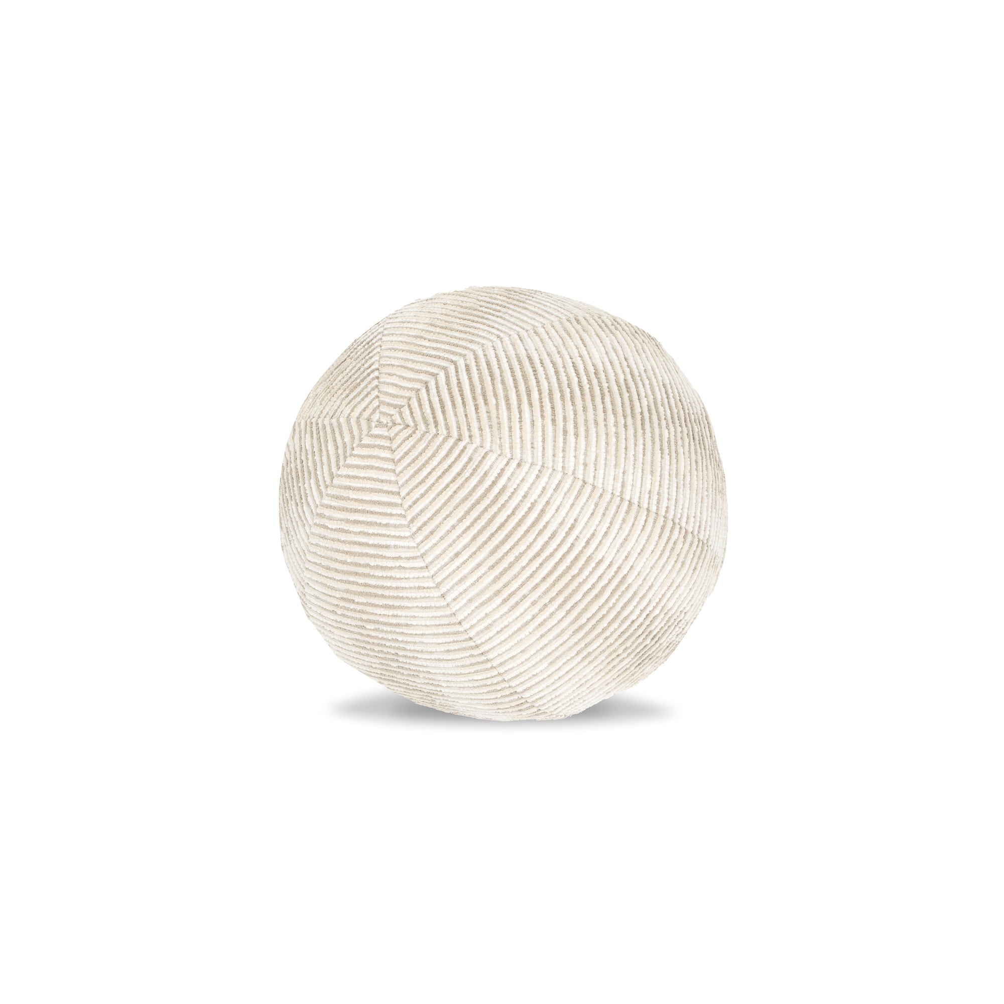 Round ivory pillow with chenille finish for timeless indoor and outdoor decor