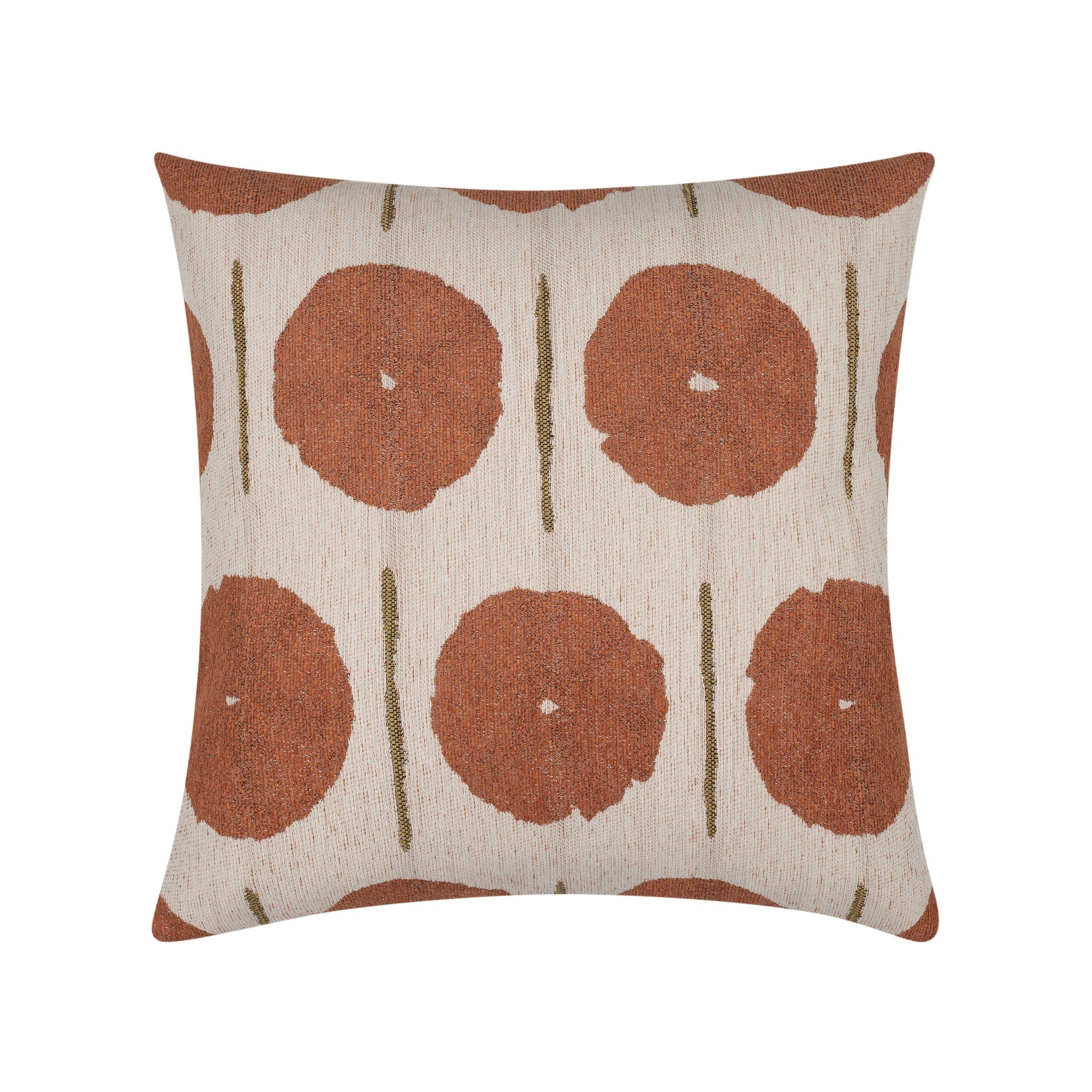 Papaya and ivory medallion pillow square size for bold indoor and outdoor decor