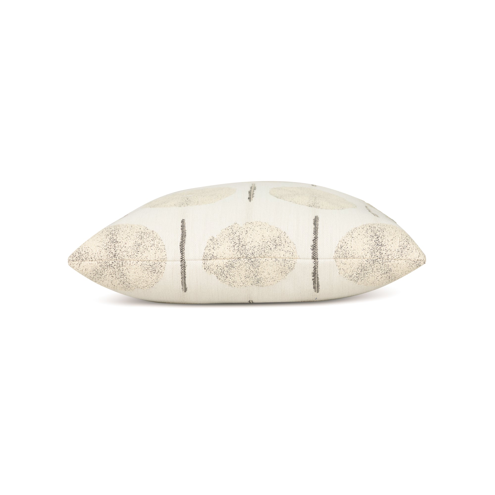 Side image of Ivory medallion pillow sqsuare size for timeless indoor and outdoor decor