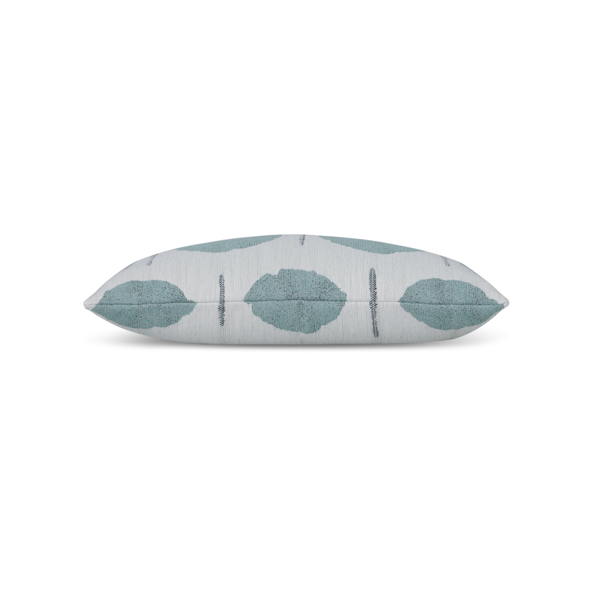 Side image of Blue medallion pillow lumbar size for sophisticated indoor and outdoor decor by Elaine Smith