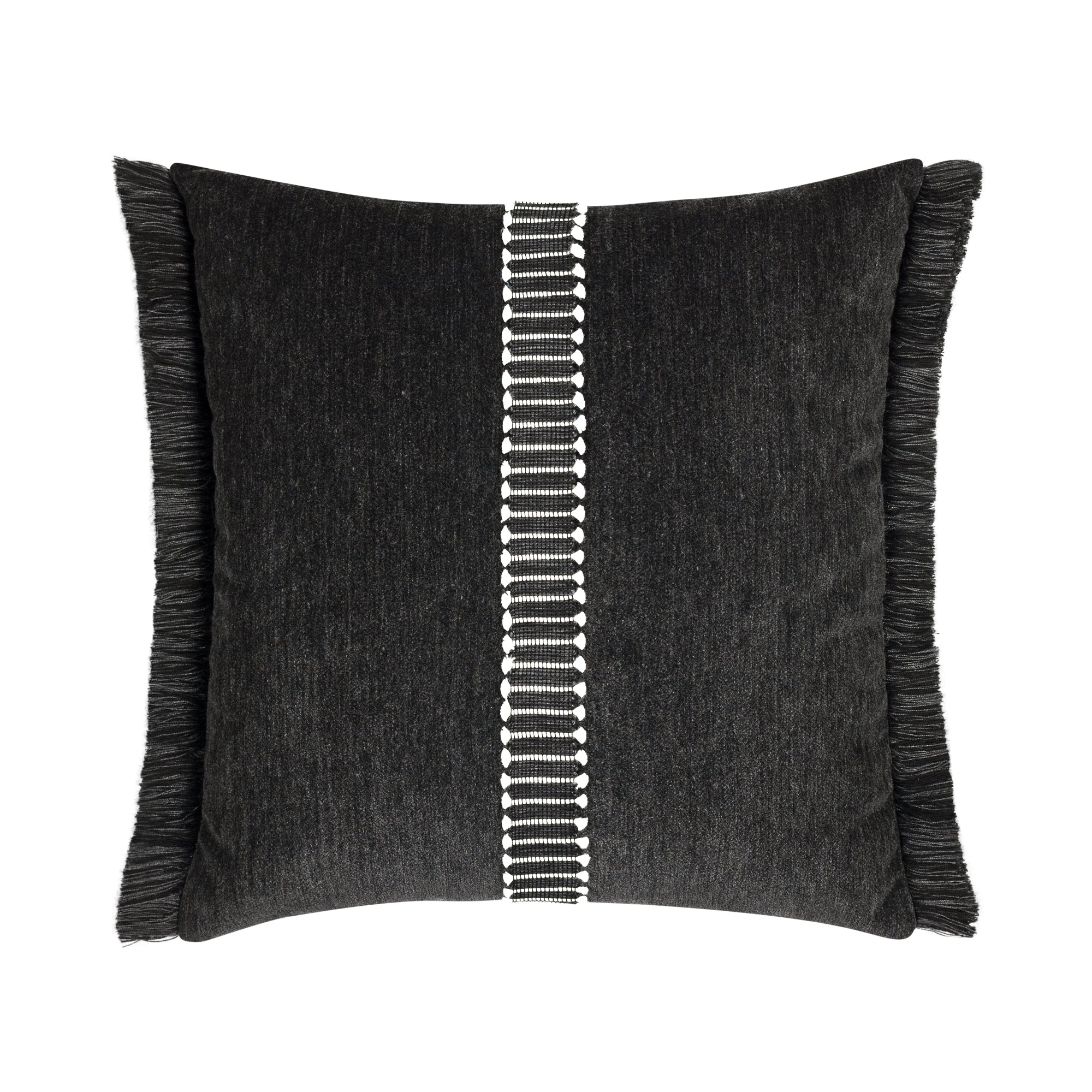 Pillow made from Deep charcoal luxury velour fabric for outdoor safe use